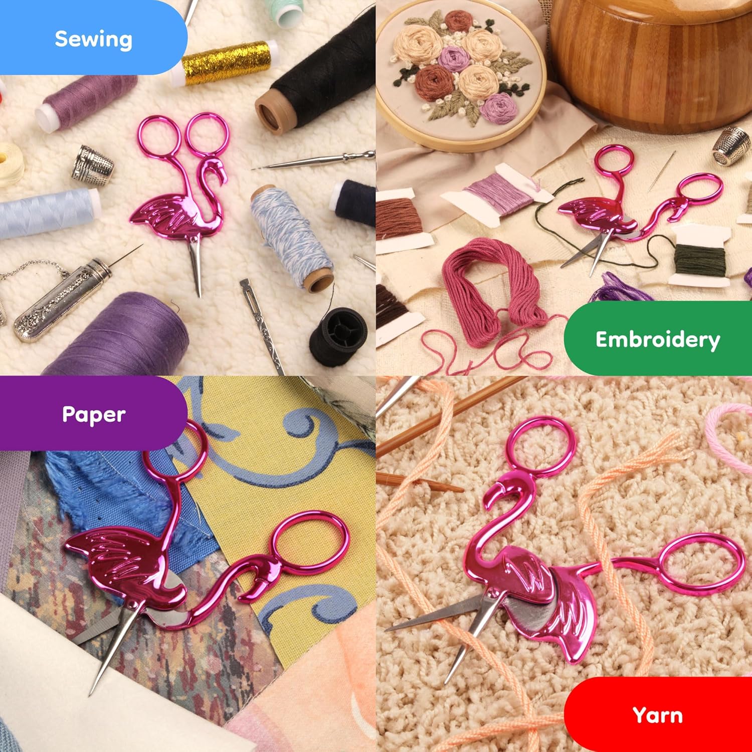 JubileeYarn Flamingo Craft Embroidery Scissors - Pink - 10 Pairs
