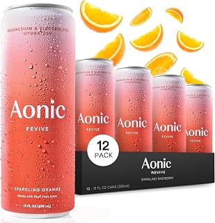 Aonic Revive Sparkling Orange – Hydration Drink with Magnesium & Potassium Electrolytes, Delicious Taste, Real Fruit Juice, 12oz (12 Pack)