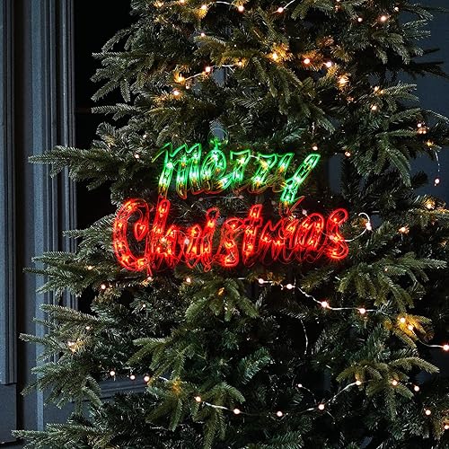 Miniatura 6 de Luz de Feliz Navidad de 16 pulgadas, luces de decoración de Feliz Navidad, luces de silueta de ventana de Navidad, decoración de lámpara de letrero