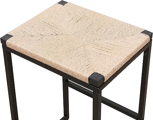 Miniatura 6 de Juego de 2 taburetes de bar, taburetes de bar modernos sin brazos con patas de metal para el hogar, pub, comedor, cocina, isla, bistró, club, Cuerda