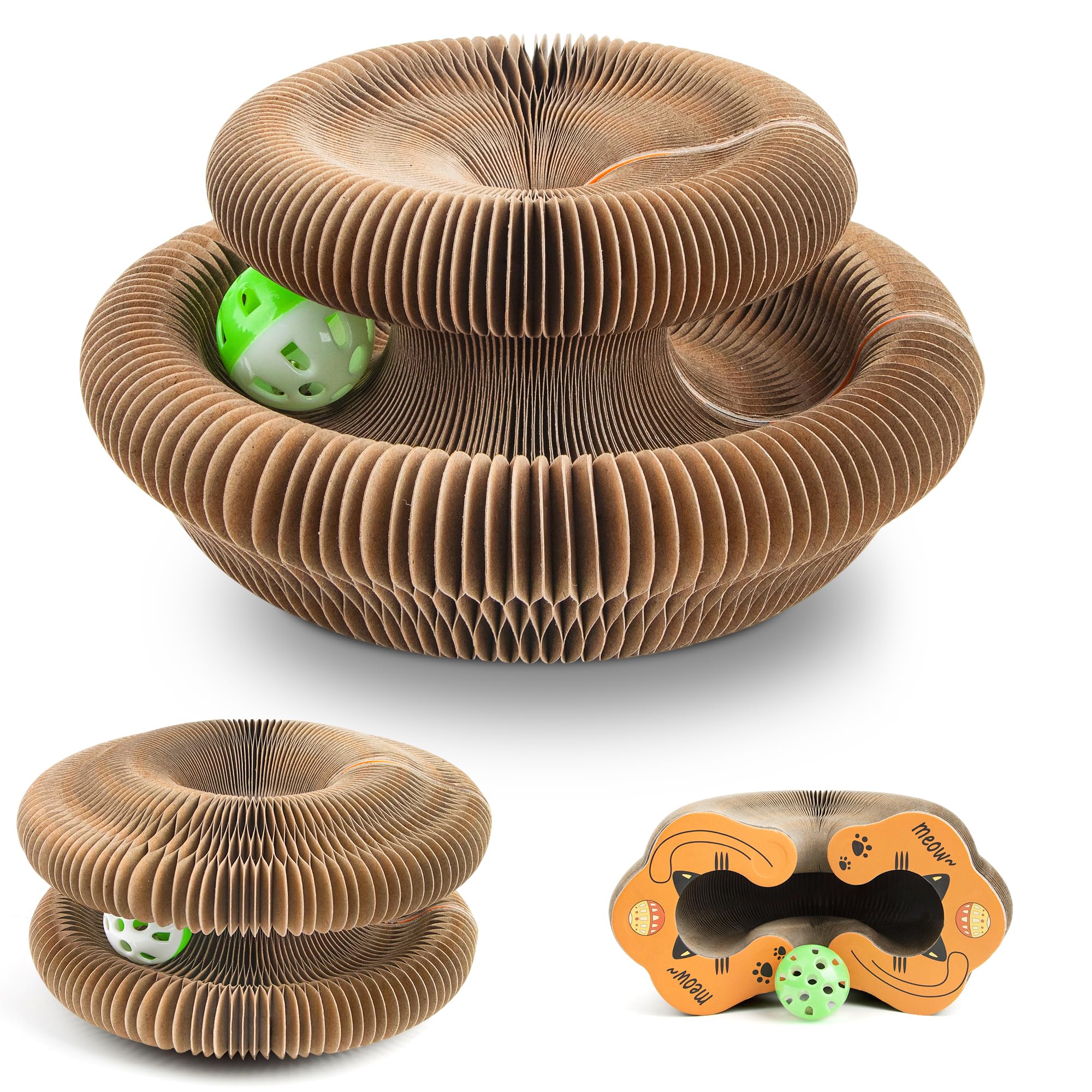 Magic Organ Tiragraffi per gatti | 2 in 1 pieghevole con campanella | Giocattolo interattivo e casetta di cartone per gatti domestici (Dimensioni standard)