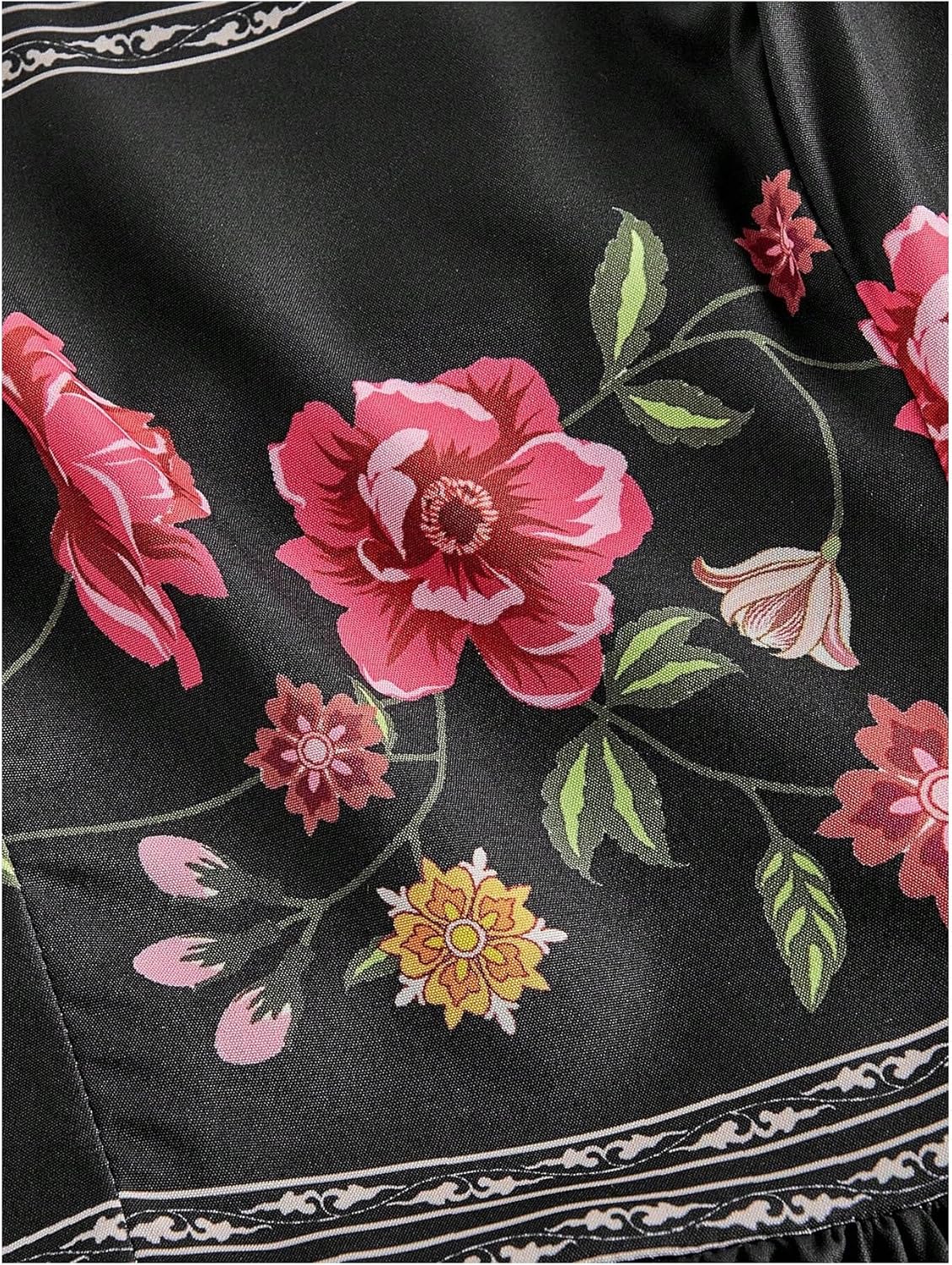 Floerns Women's Summer Floral Long Dress Smocked Ruffle Flowy Wedding Guest Dresses - Image 4