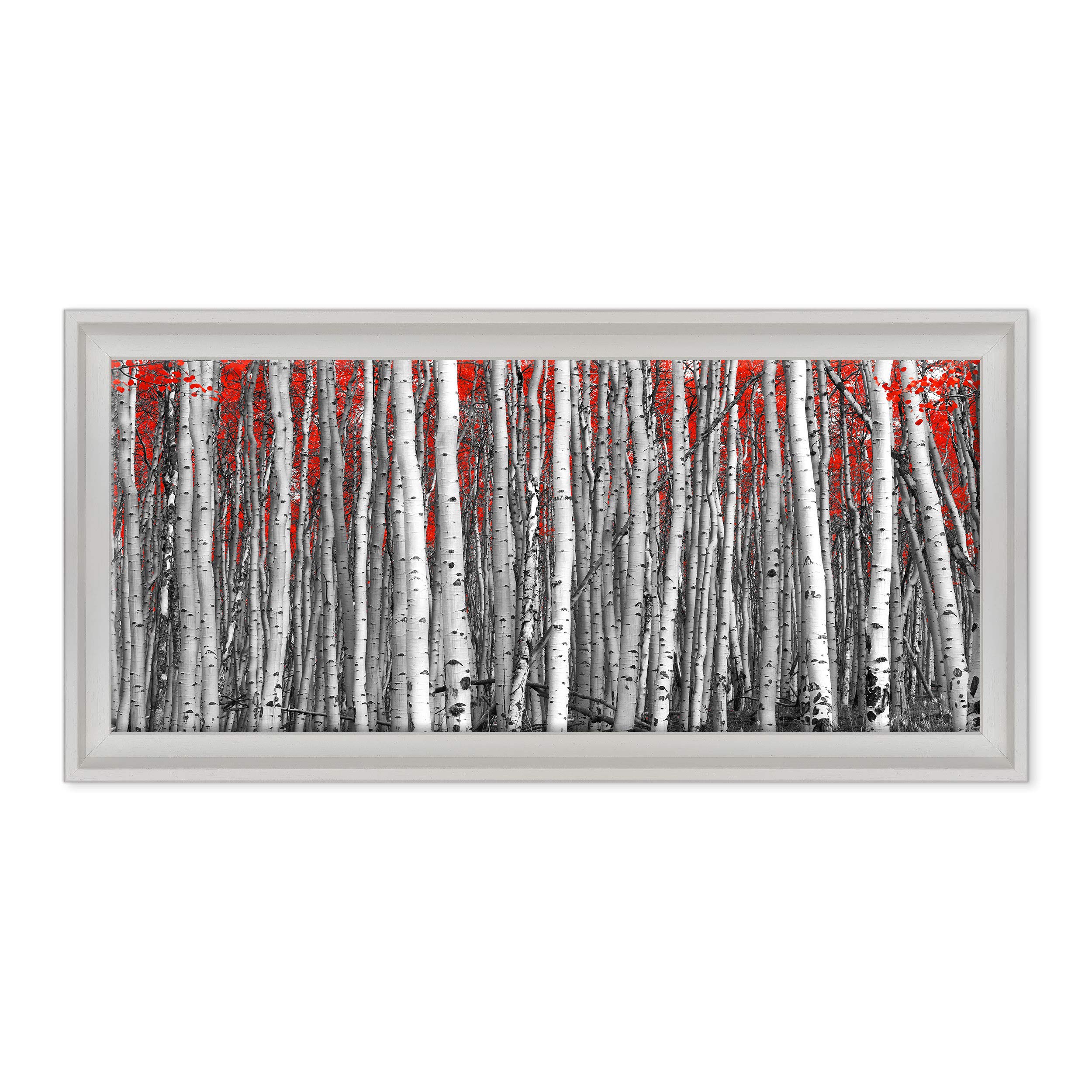 Quadro PANORAMICO su Tela Canvas INTELAIATO - con Cornice - Foresta - Paesaggio Natura Wildlife - Design - 40x100cm - Stile Contemporaneo Bianco - (cod.6659)