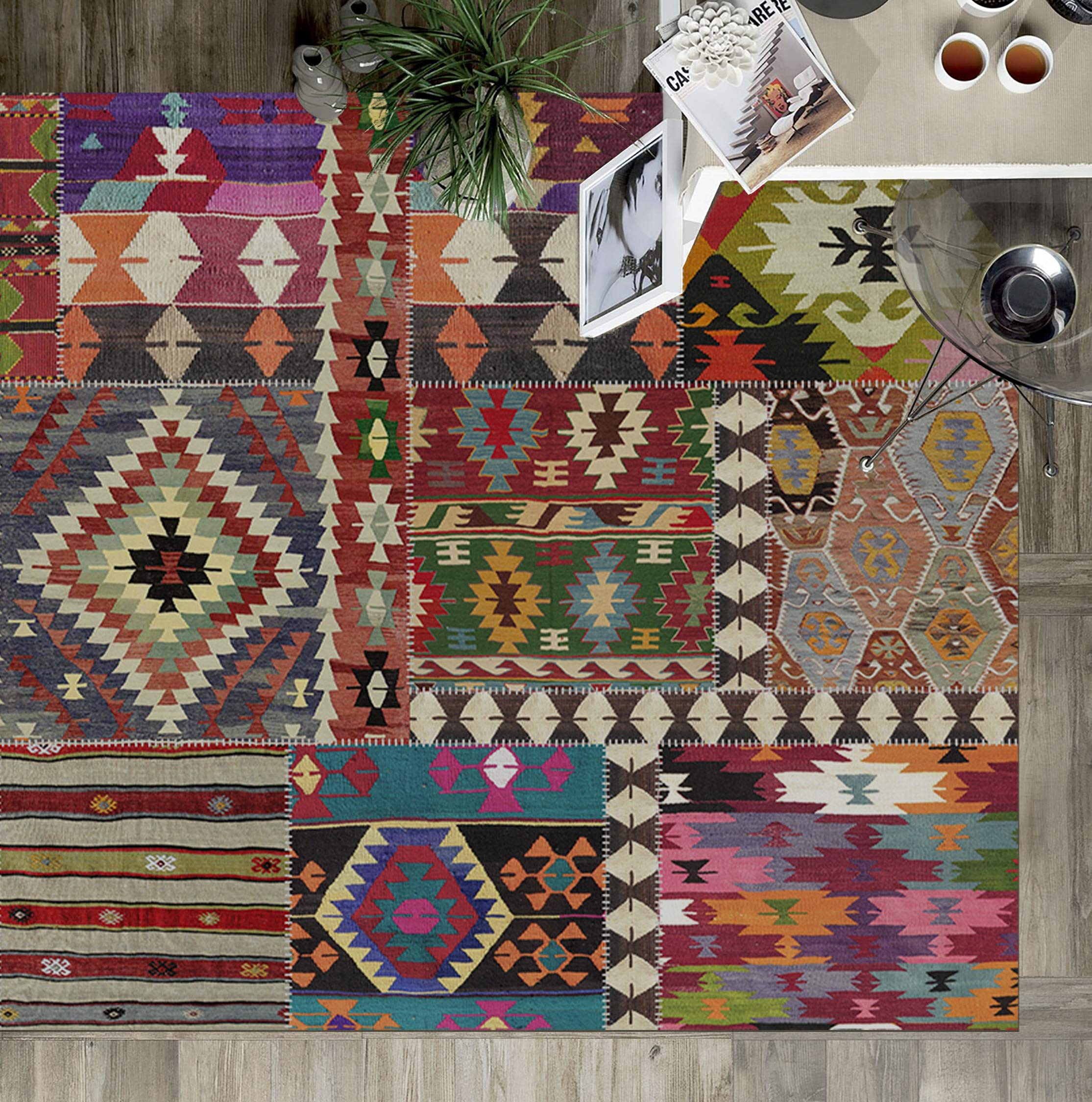 Vilber, Alfombra de Vinilo Antideslizante, Lavable e Impermeable, Fácil de Limpiar, Decorativa para Cocina, Pasillo, Entrada, Habitación y Salón. Multicolor. SHIRAZ 01 155x230 cm