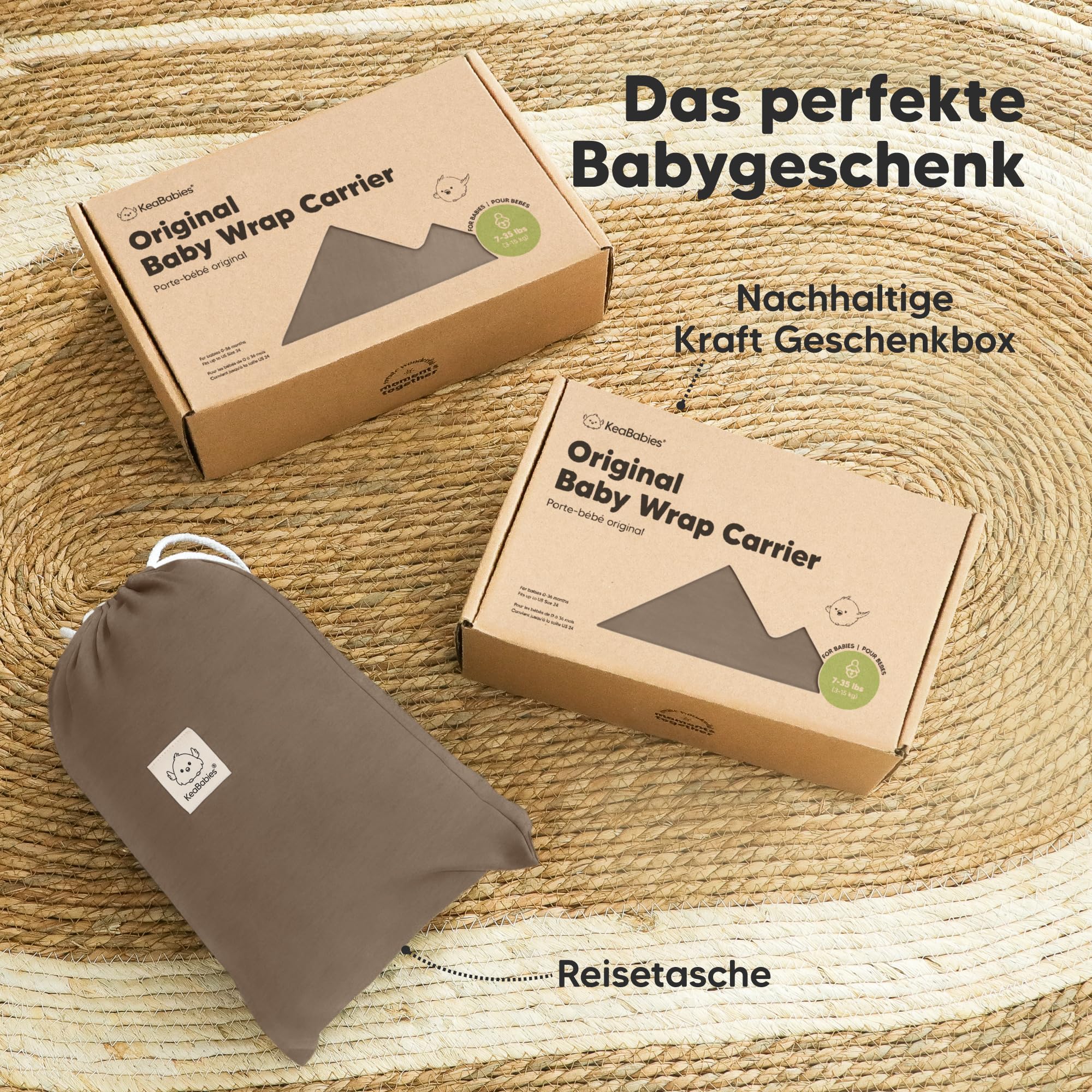 KeaBabies Babytrage Ab Geburt - Atmungsaktive Babytragetücher, Babytrage Neugeborene Ab Geburt, Babytuch Tragetuch Baby Neugeborene, Kleinkind Handfreie Baby Carrier (Saddle Brown)