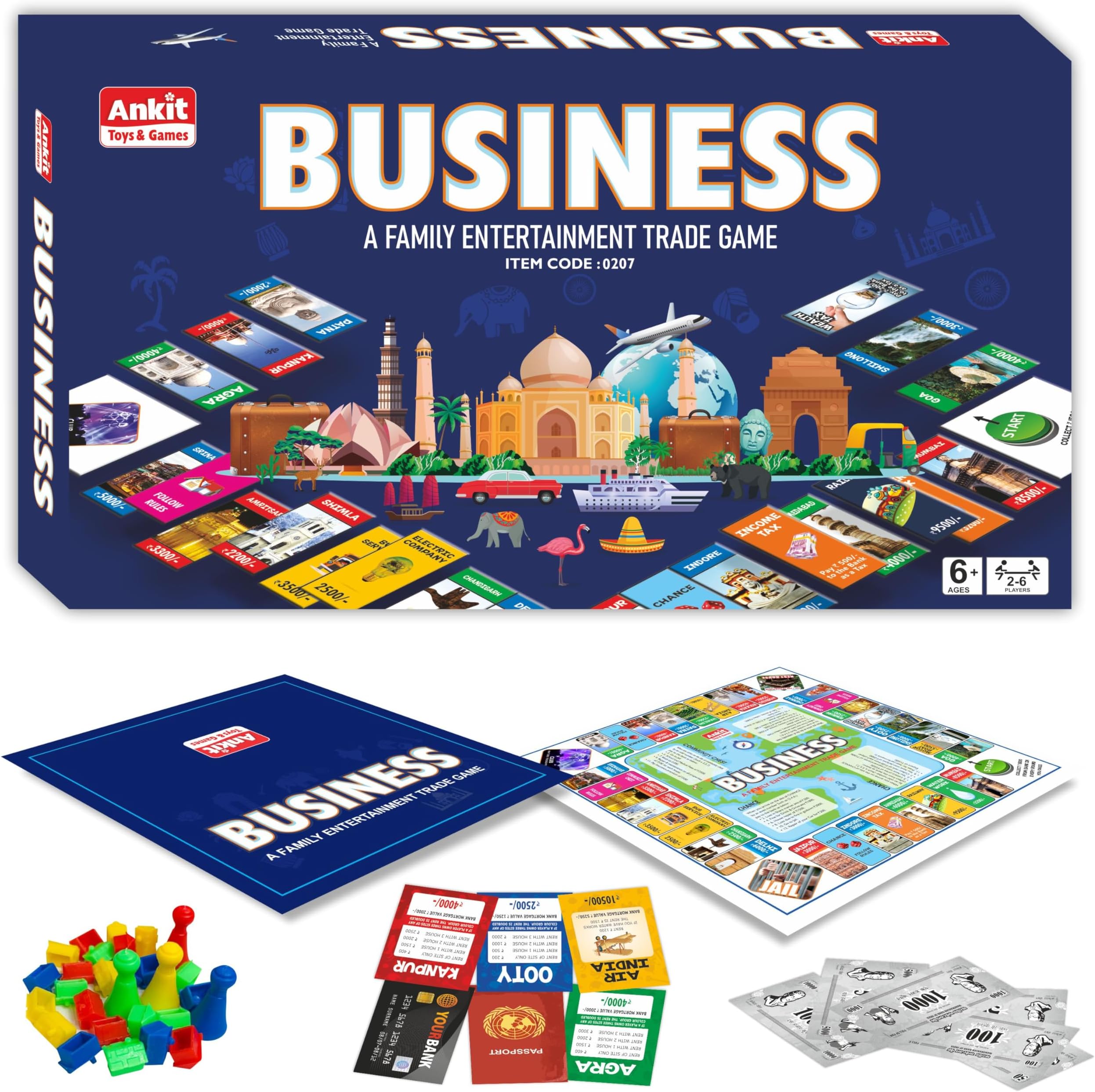 Ankit Toys & Games Business Board Game for Kids and Adults, Classic Real Indian Estate Strategy Game, Fun and Engaging, Trade and Property Management Board Game, Family and Educational Game — Ages 6+