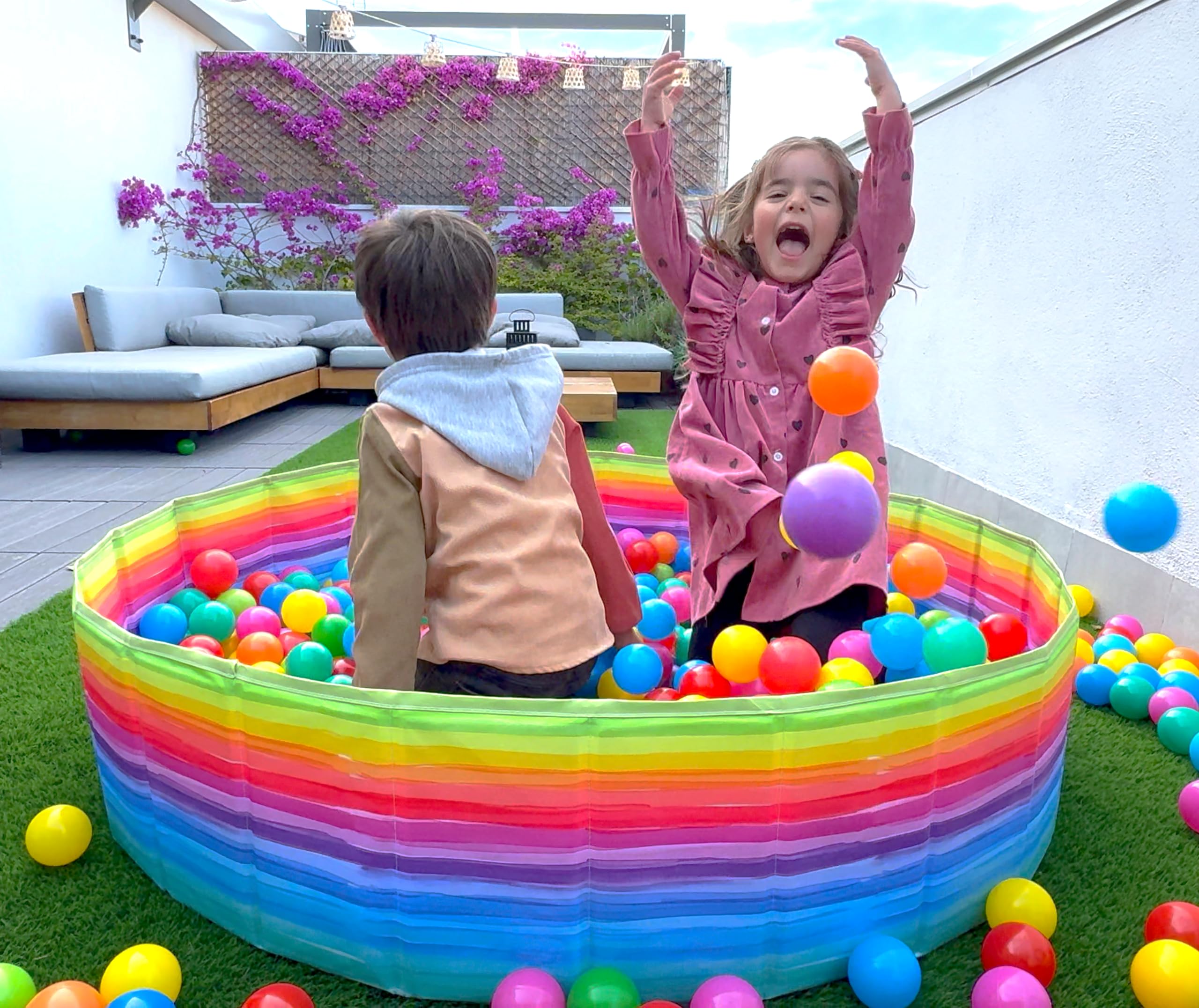 NUBUNI Piscina de Bolas Plegable | Piscina Infantil | Piscina Bolas para Parque Infantil | Piscina Bolas Bebe | Parque de Bolas | Piscina arcoíris