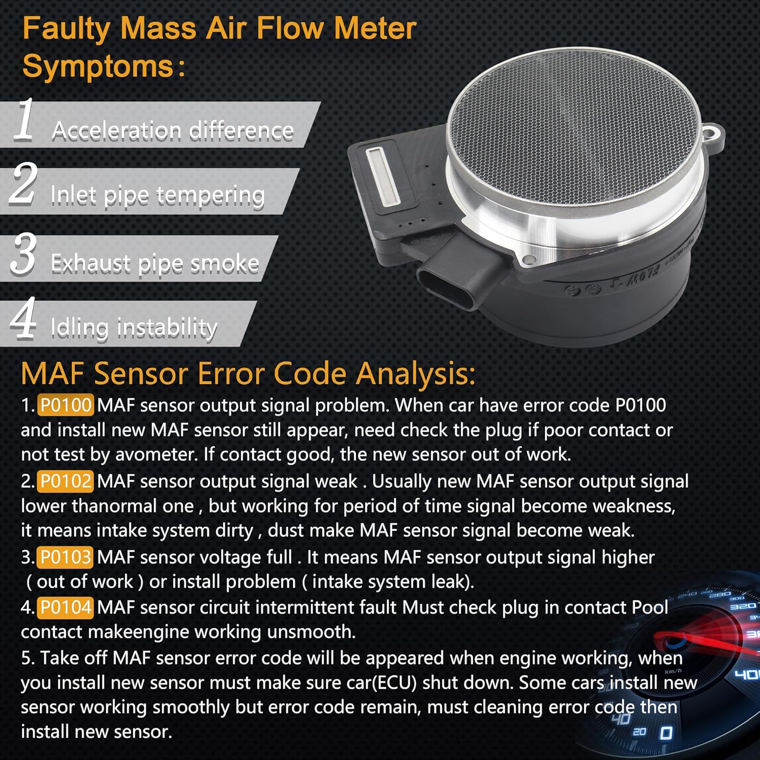 Mass Air Flow Sensor MAF for Buick Rainer V8 5.3L 04-07 & Cadillac Eldorado V8 4.6L 00-02 & GMC Yukon V8 5.3L 00-06 & Chevrolet Silverado Suburban Tahoe 00-07 OE# 86-8411 25318411 25168491