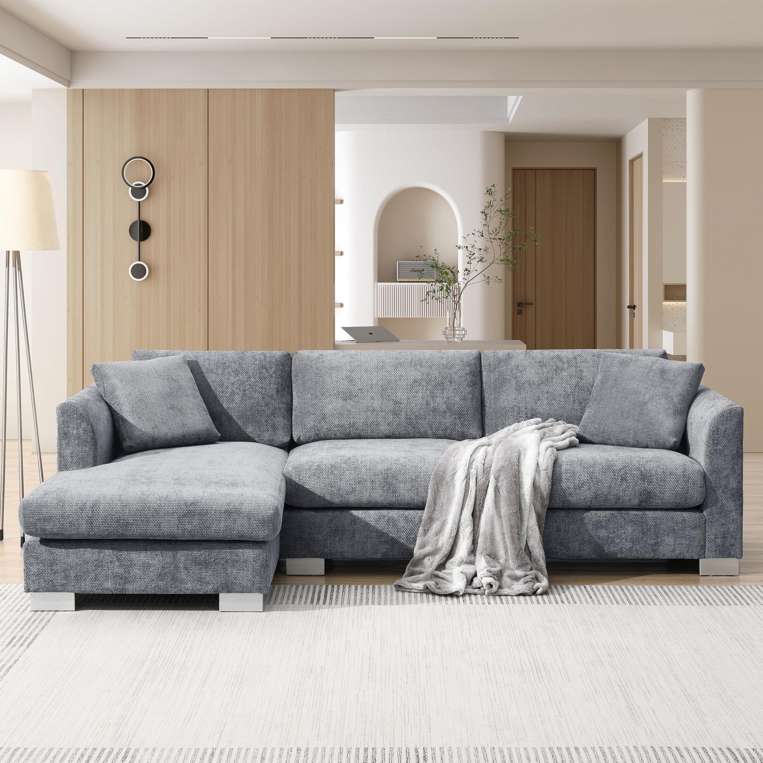 Amazon.com: Modern Chenille Cloud Sectional Sofa,Oversized Chaise