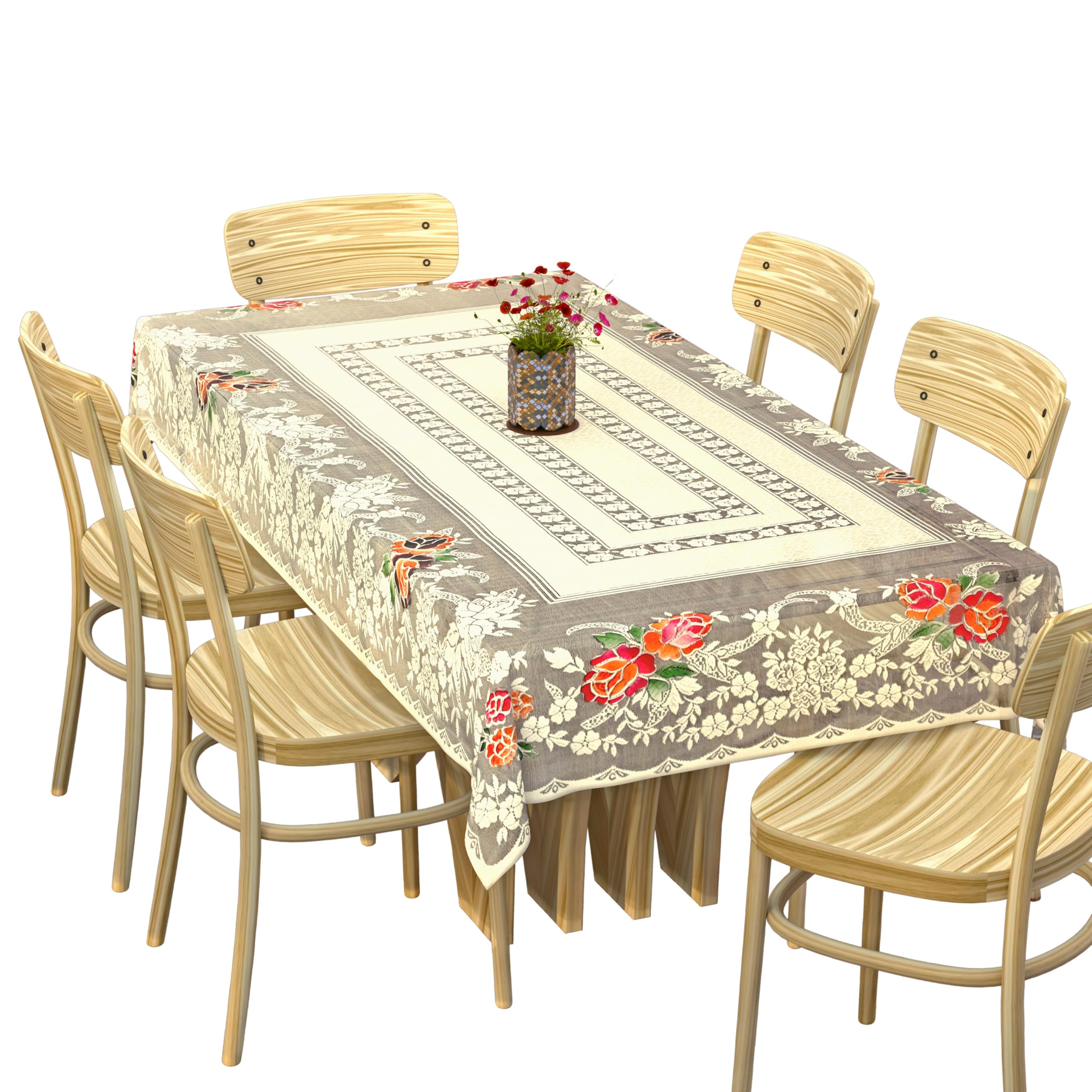 Sponsored Ad - Cotton Dining Table Cover for 6 Seater - Cream,Rectangular,Pack of 1