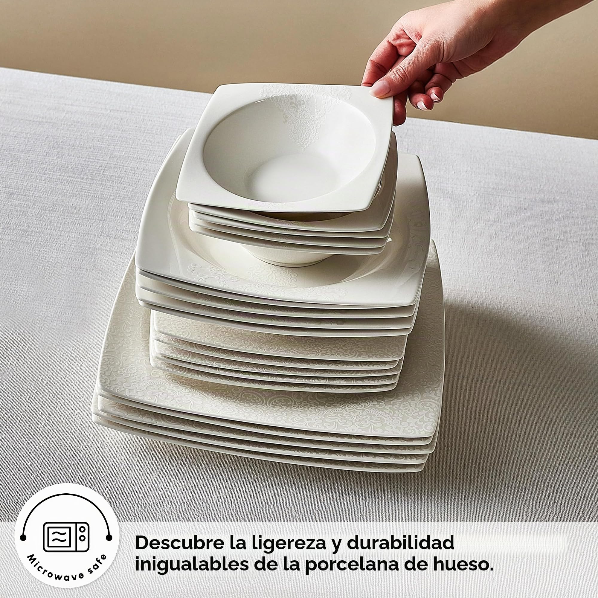 Karaca New Flava - Vajillas Completas para 6 Personas Porcelana - Juego de Platos Vajilla Blanca 24 Piezas con Platos de Servicio, Hondos, Postre y Boles