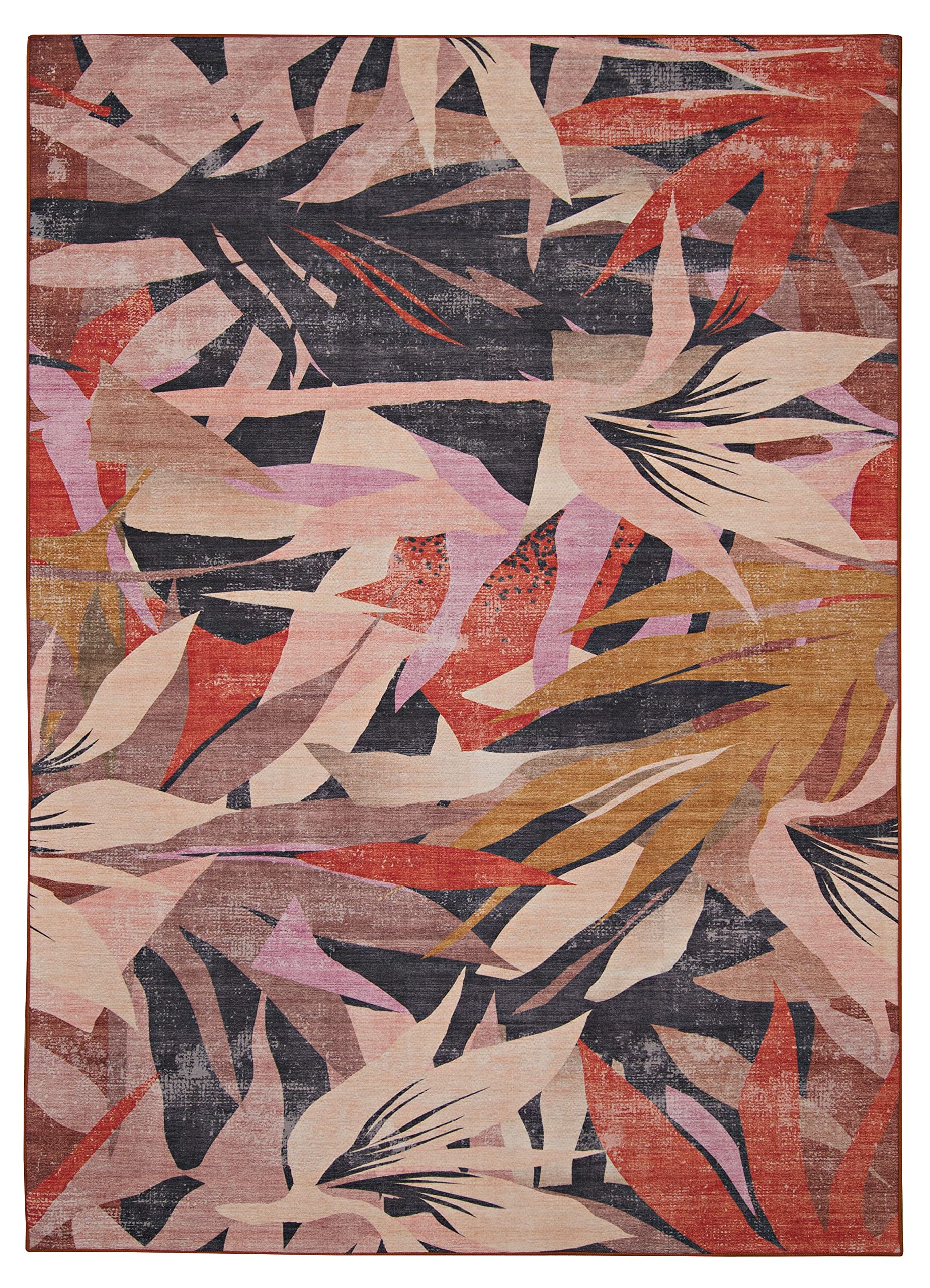 Tapis lavable intérieur extérieur orange fluo Linon 91x152 cm pour salon et jardin