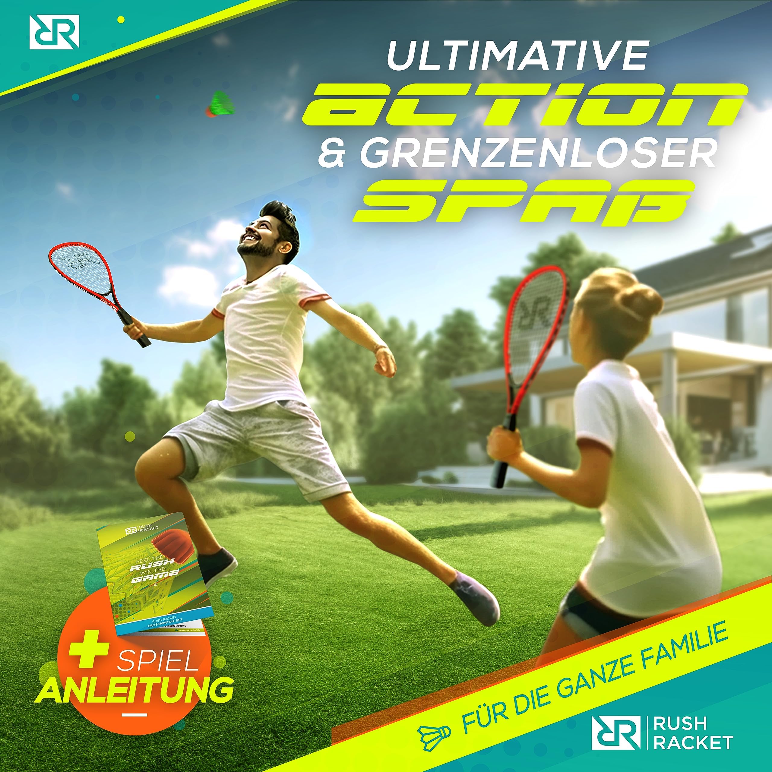 Juego de bádminton RS3 Speed de 5 piezas (2 raquetas, 5 volantes, 1 softball, 8 marcadores de campo, 1 bolsa de transporte), juego de bádminton turbo (rojo)