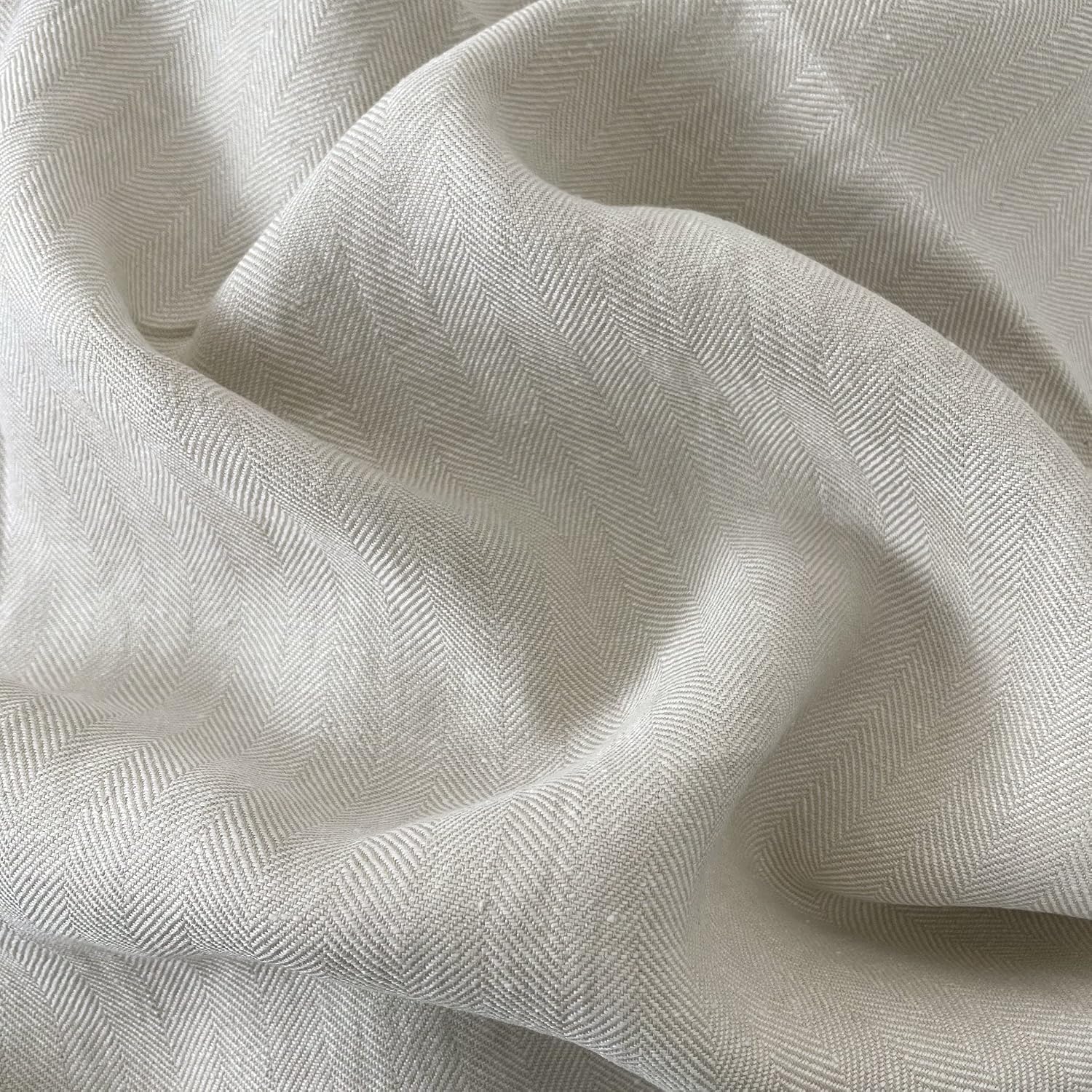 Beige Linen Fabric HBT Herringbone Twill | Soft & Durable Material - Perfect for Apparel, Crafts, and Home Decor