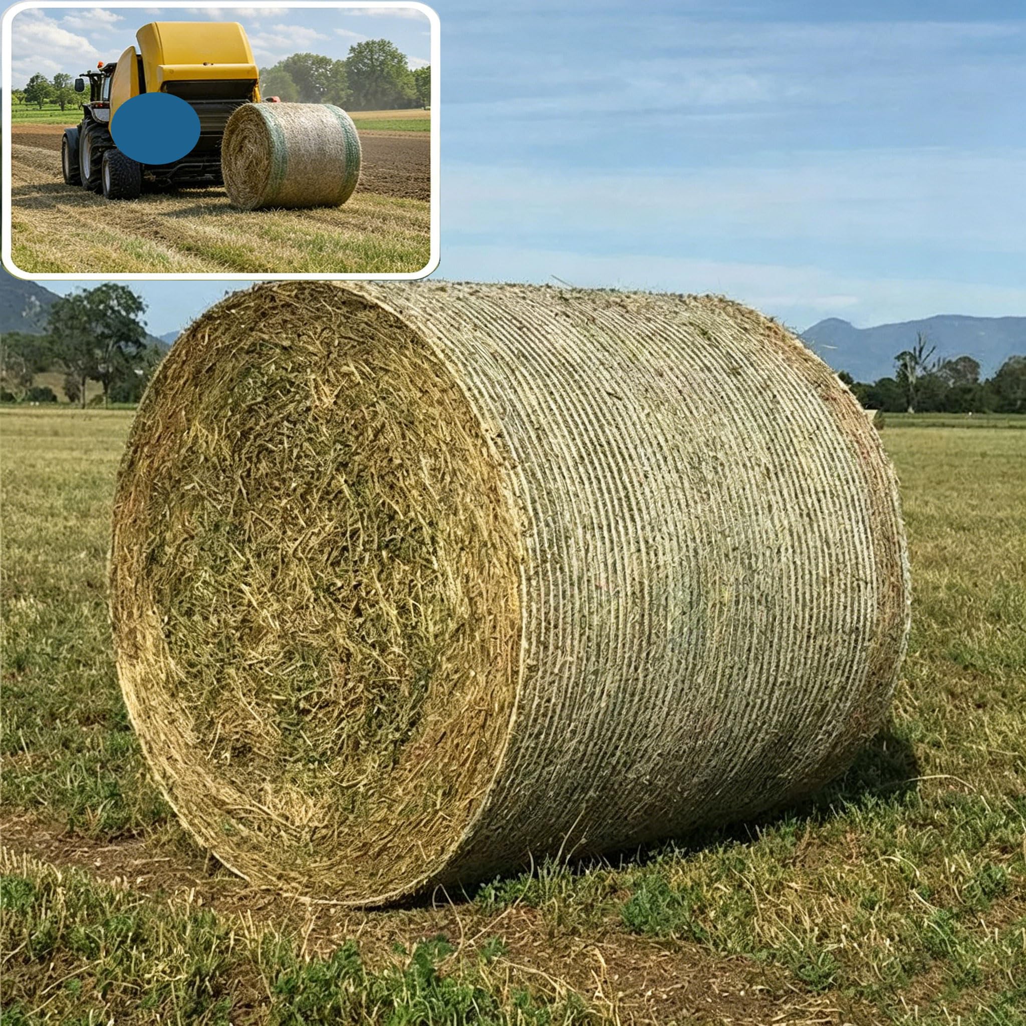 Envoltura De Red Para Heno Para Balas Redondas, Red Para Heno Resistente, Envoltura Para Cultivos Con Protección Uv Para Paja, Alfalfa Y Tallos De Maíz, 1 Rollo, Dispo(Size:130cm×2000m (51 in×6561ft))