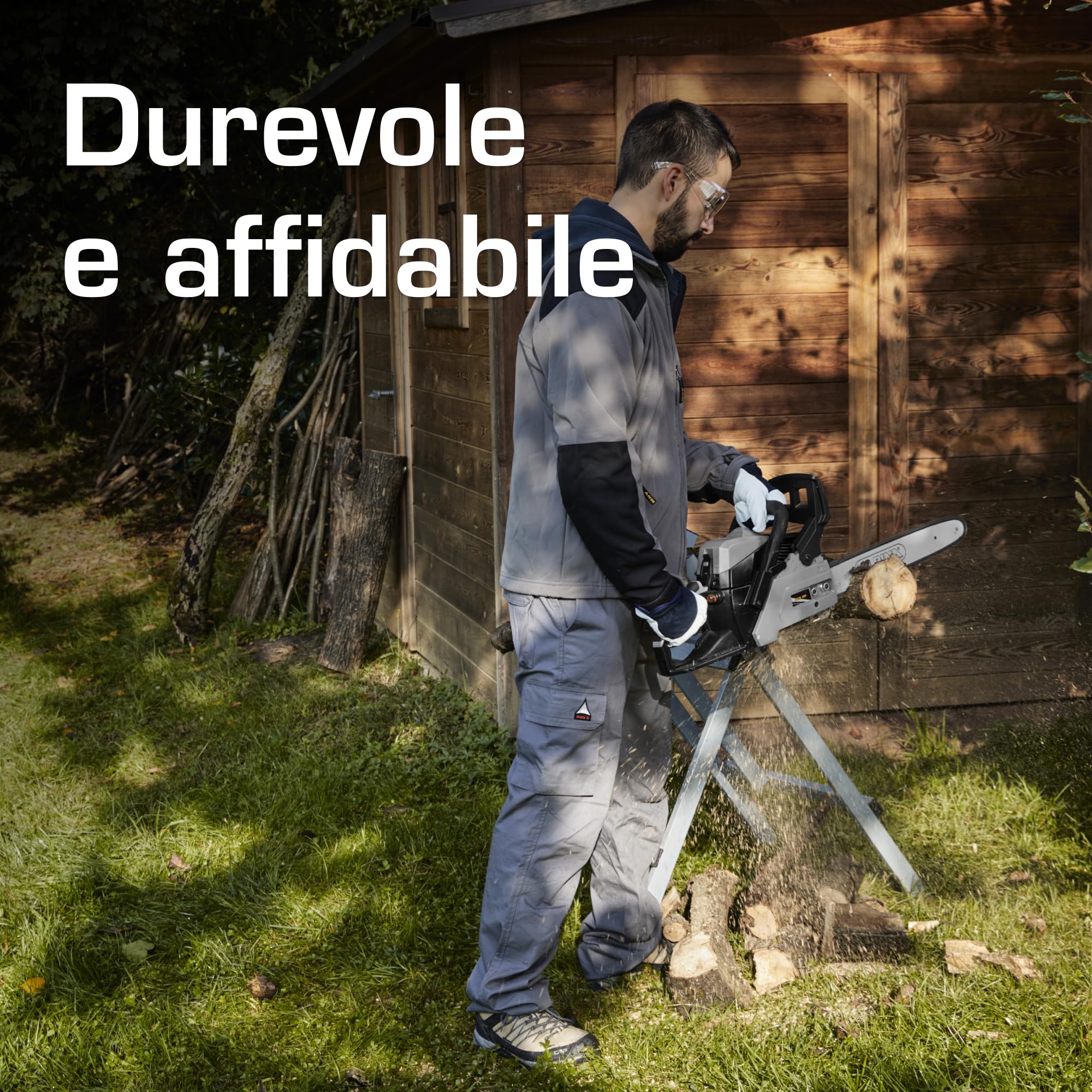 Alpina ACS 38 Motosega a Miscela, 37,2 cc, 35 cm – Easy Start, Pompa Olio Automatica – Potatura e Taglio Ceppi Domestico