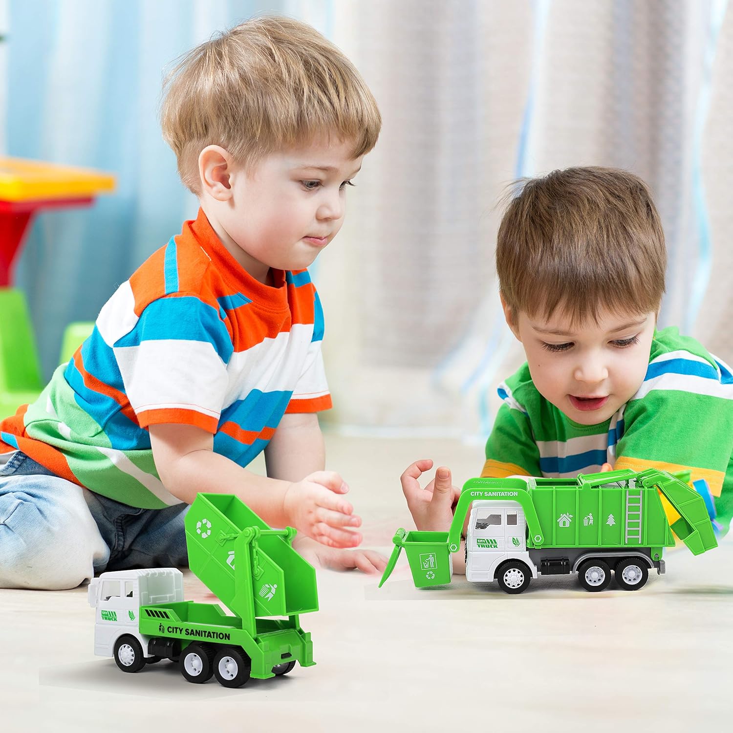 Toy Vehicles Set 3 Pack Sanitation Truck Car Model Garbage Trucks Water Tanker Playset with 8 Signpost Friction Power for Boys Age 3 and UP Toddlers Kids Holiday/Birthday Gift Children: Toys & Games