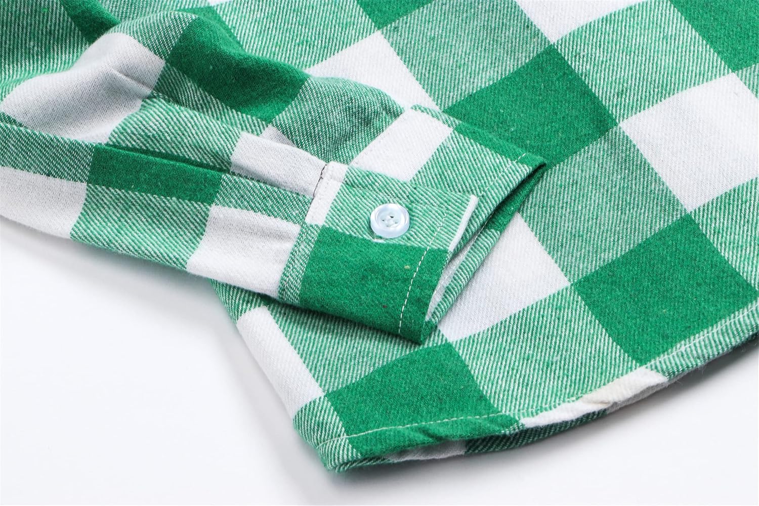 SANGTREE Boys and Mens Flannel Plaid Long Sleeve Shirt Casual Button Down Shirts, Green White, XX-Large - Image 7