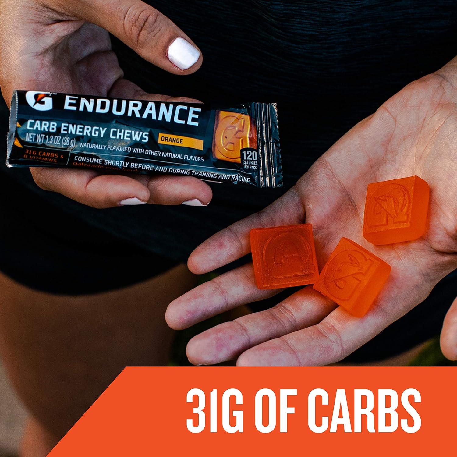 Gatorade Endurance Carb Energy Chews, Orange, 1.3 Ounce (Pack of 21)