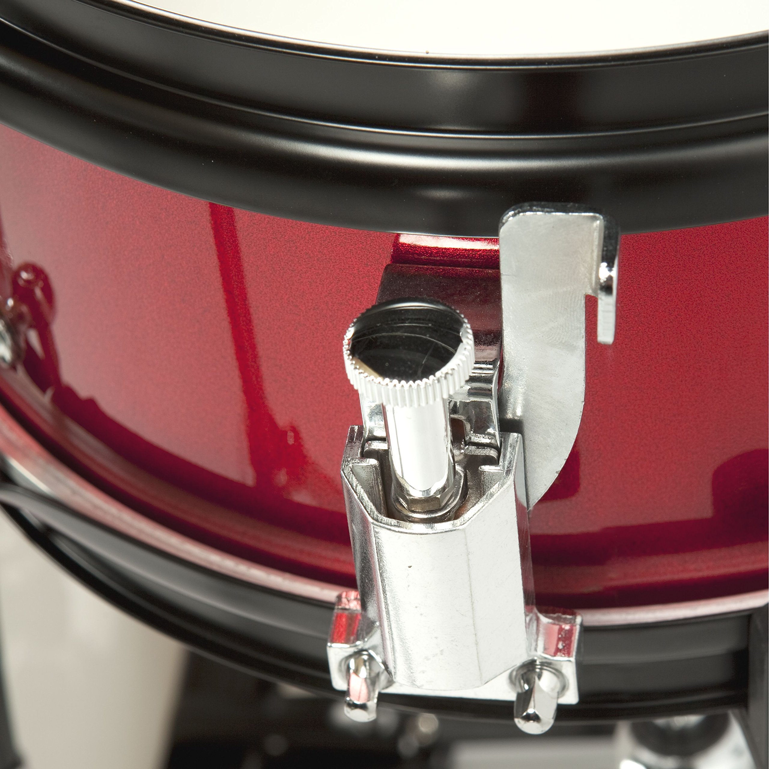 Fame 5 PC Drumset Red, Schlagzeug mit Bass Drum, Tom-Tom, Snare, Hardware und Hocker, inkl. Zubehör und Drumsticks