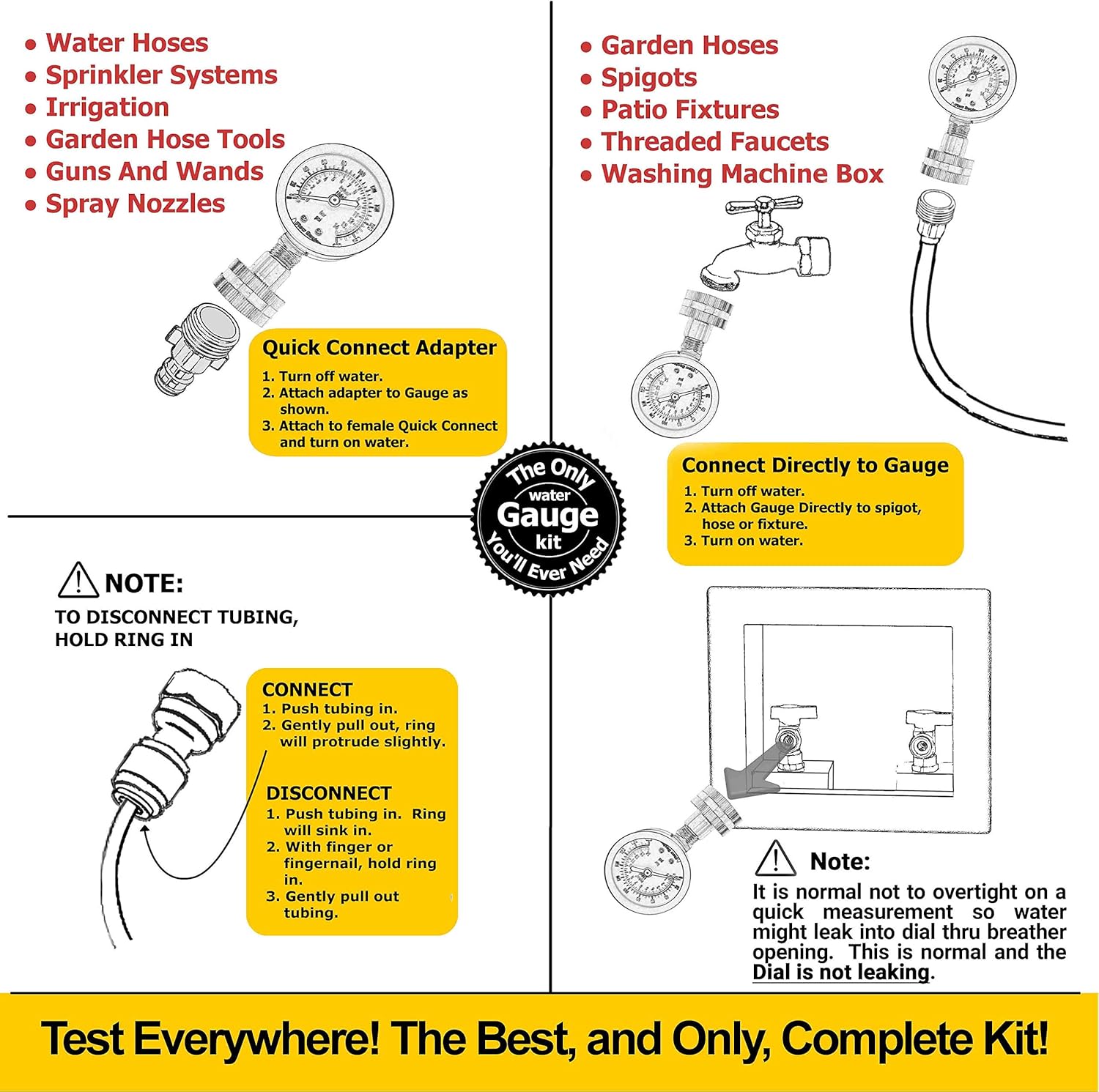 Flow Doctor Water Pressure Glycerin Filled Gauge Kit, All Purpose, 6 Parts Kit, 0 To 200 Psi - Image 5