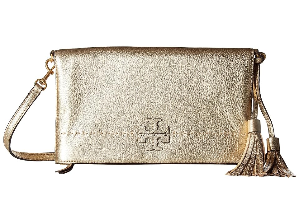

Tory Burch McGraw Metallic Fold-Over Crossbody (Gold) Cross Body Handbags