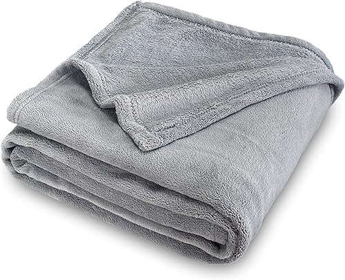 Miniatura 1 de SOCHOW Manta de franela de forro polar, 340 GSM para todas las estaciones, manta súper suave y acogedora para cama, sofá o sofá, gris, 50 x 70