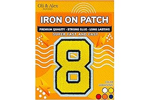 Vibrant Yellow Embroidered Number 8 Transfer Patches: Enhance Your Garments with Style and Durability