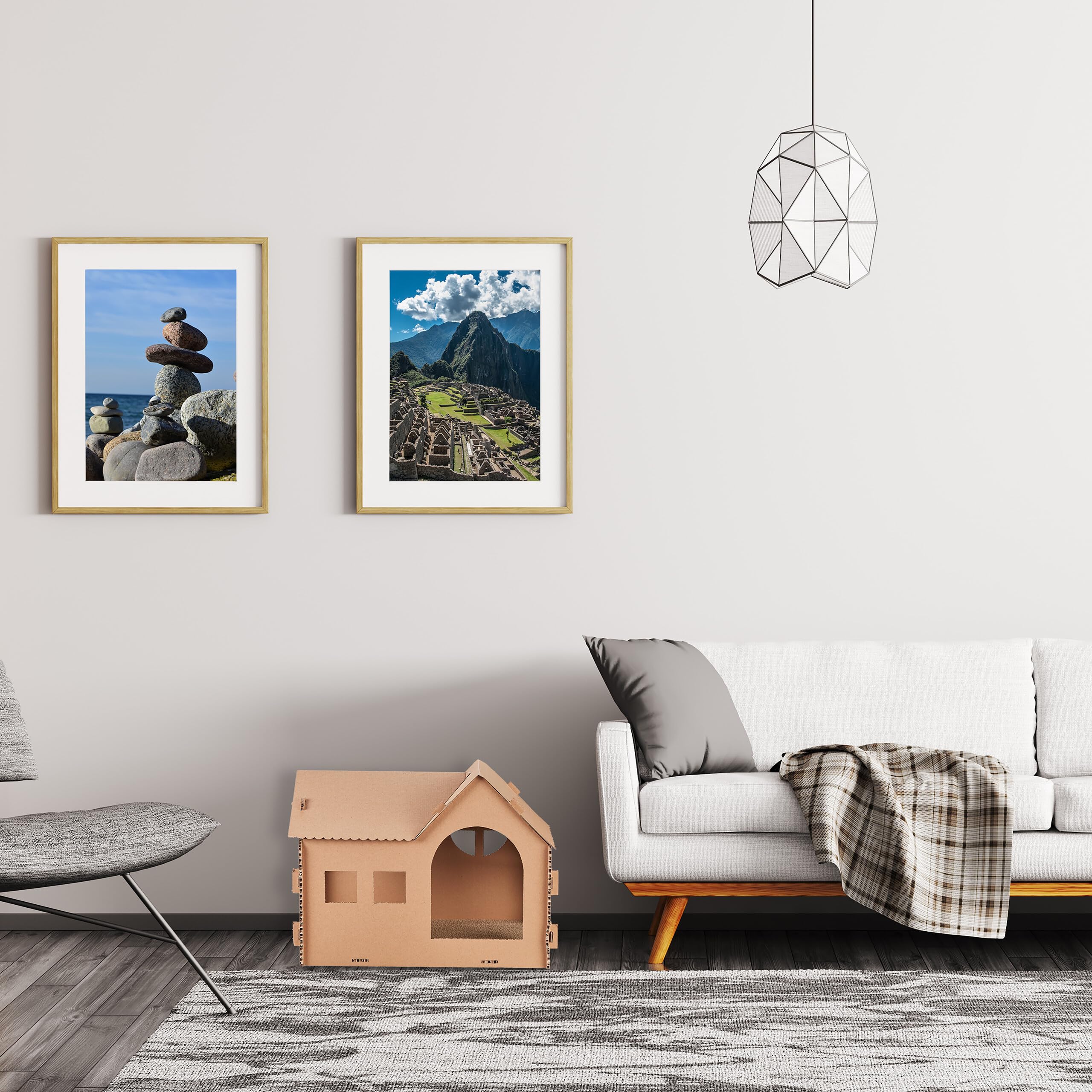 Relaxdays Domek dla kotów z kartonu, domek dla kota z deską do drapania, do montażu, w zestawie kocimiętka, wys. x szer. x gł.: 36 x 49 x 29 cm, brązowy
