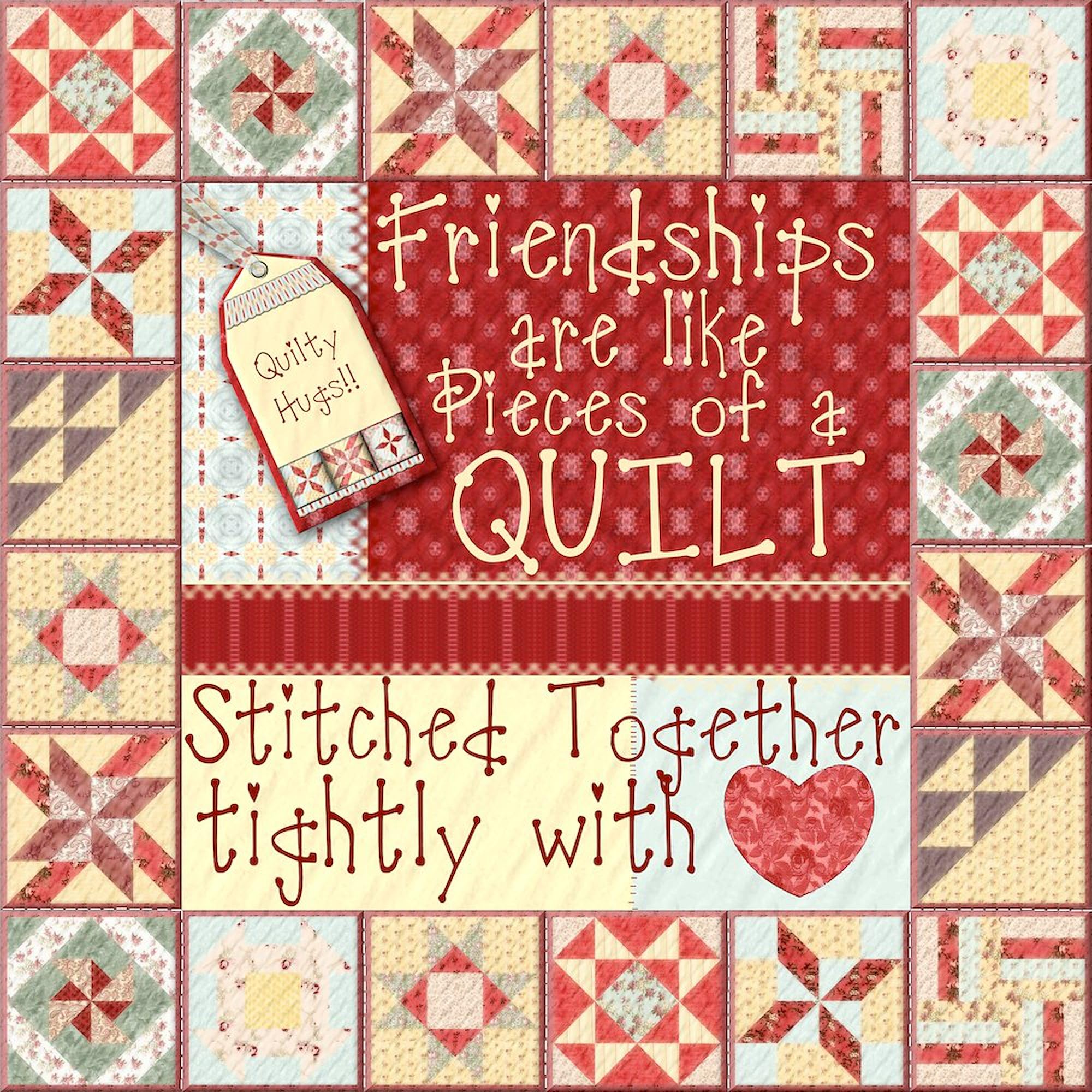 CafePress Friendships Are Like Quilts Tote Bag Reusable Natural Beige Canvas Shopping Bag