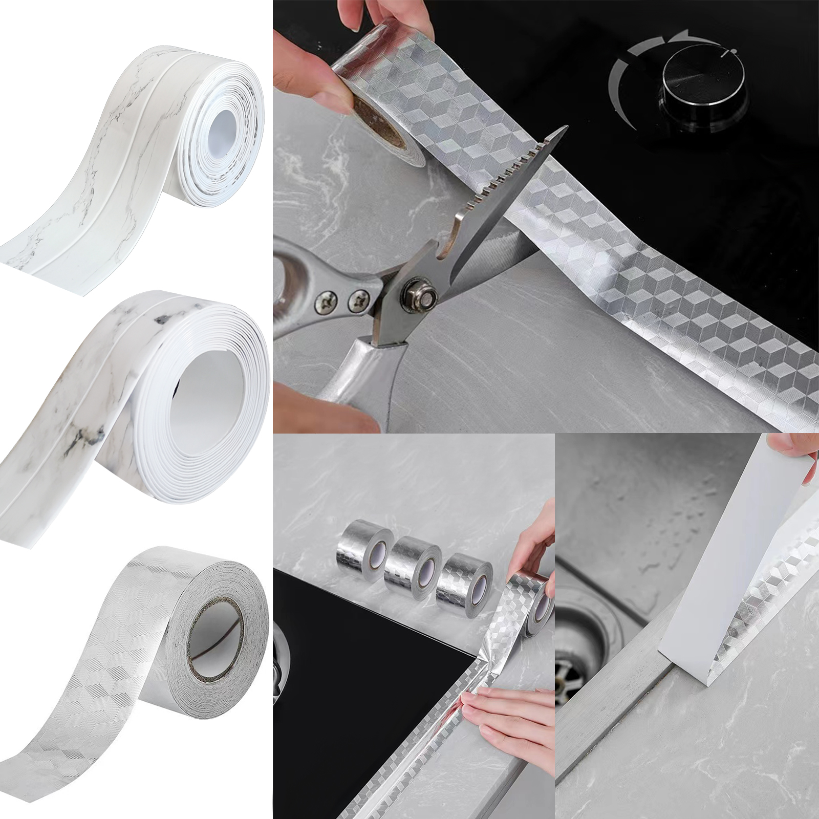 Image of Caulk Strip Tape Sealant Strip, 1PC Extra Thick Acrylic Adhesive Self-Adhesive Sealing Tape Waterproof Tape for Kitchen Countertop,Sink,Bathroom,Toilet,and Bathtub Floor Edge Protector