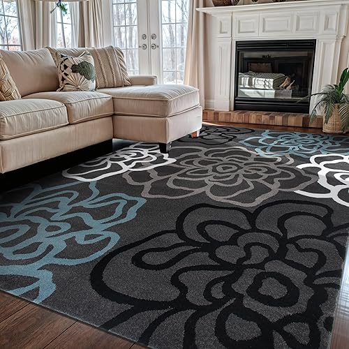 Miniatura 14 de Tapete moderno y contemporáneo con diseño de flores