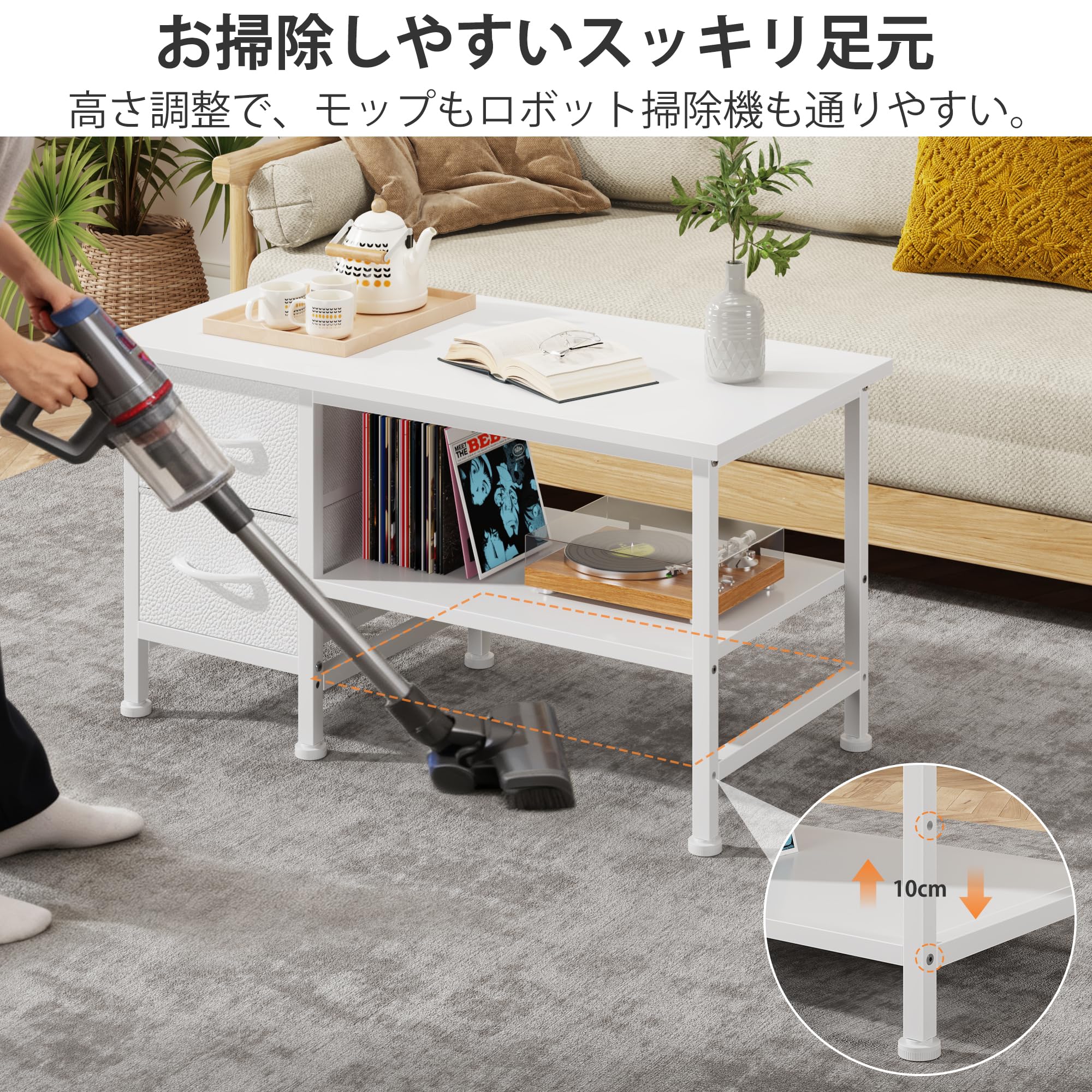 ローテーブル 引き出し付き センターテーブル 一人暮らし 幅80CM 収納付き Amazon.co.jp: ローテーブル 引き出し付き センターテーブル