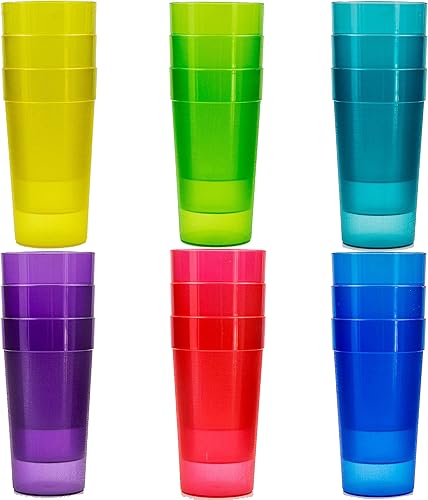 Miniatura 2 de Youngever Paquete de 18 vasos de plástico de 20 onzas, vasos para beber, vasos inastillables para bebidas de calidad de restaurante, 6 colores,