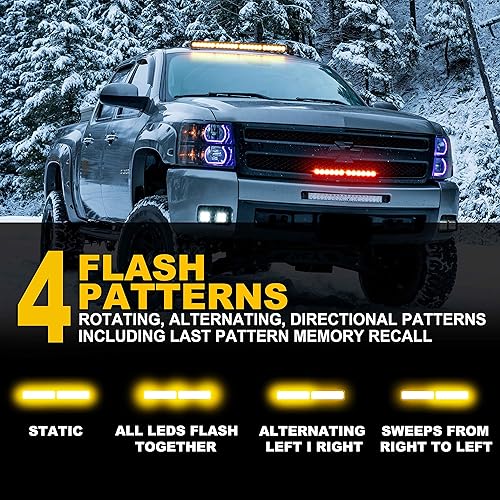 Miniatura 9 de FOXCID Barra de luz intermitente estroboscópica de advertencia de peligro de emergencia de 24 LED, batería inalámbrica con base magnética y enchufe