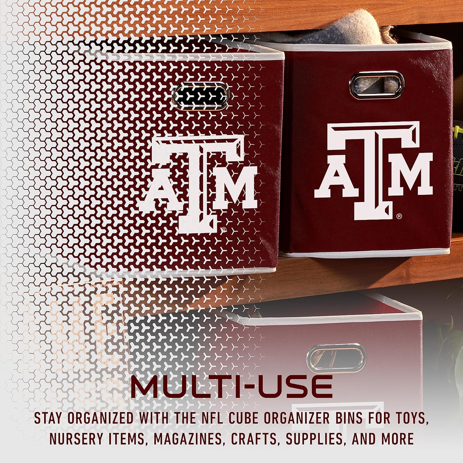 Franklin Sports NCAA College Team Fabric Storage Cubes Made to Fit Storage Bin Organizers - Image 5