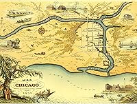 Vista 1 de Conley 1833 Map Chicago Illionis Pictorial Chart Extra Large Art Print Wall Mural Poster Premium XL
