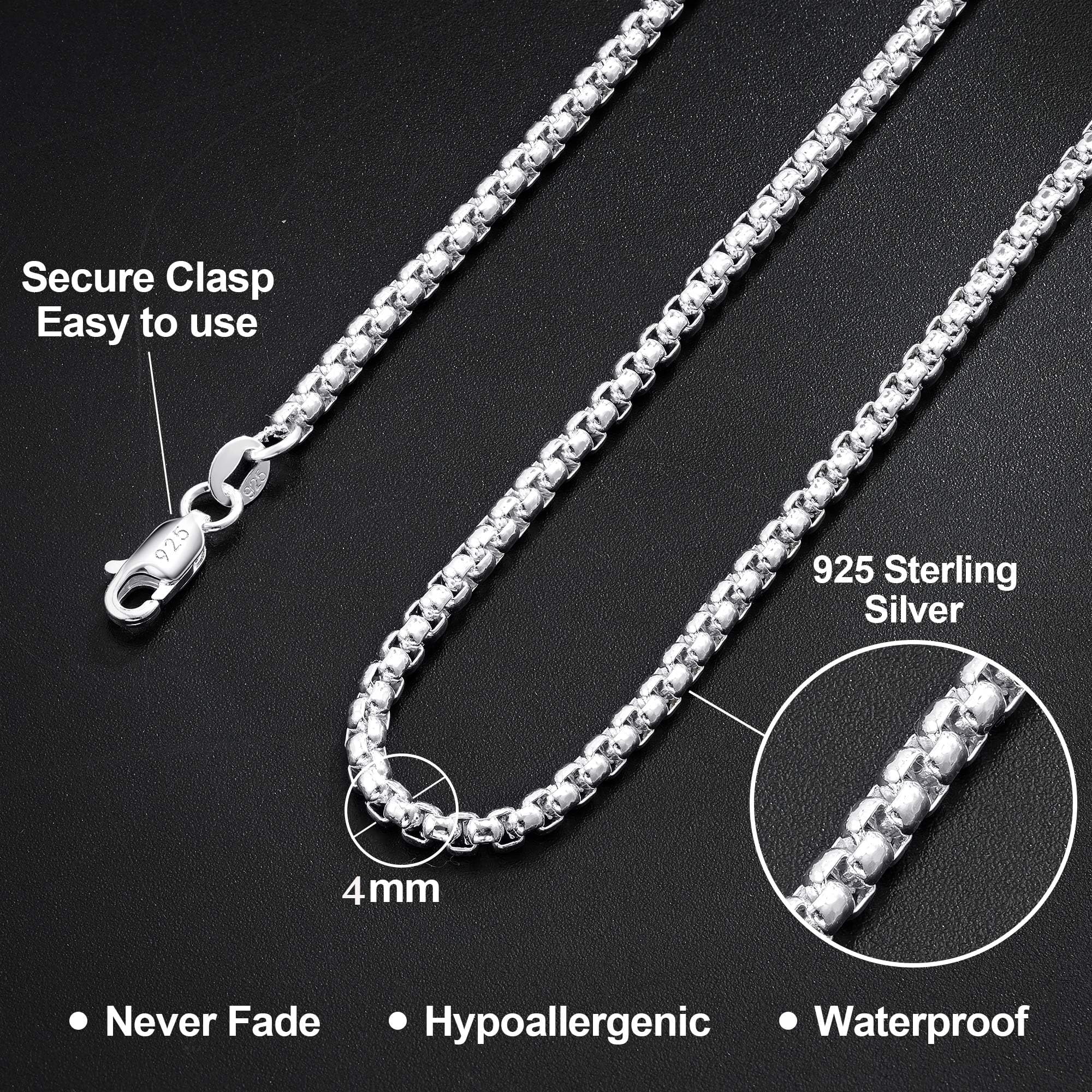 Kette Silber Über 925 Herren, 4mm Silberkette Herren 41/46/51/56CM