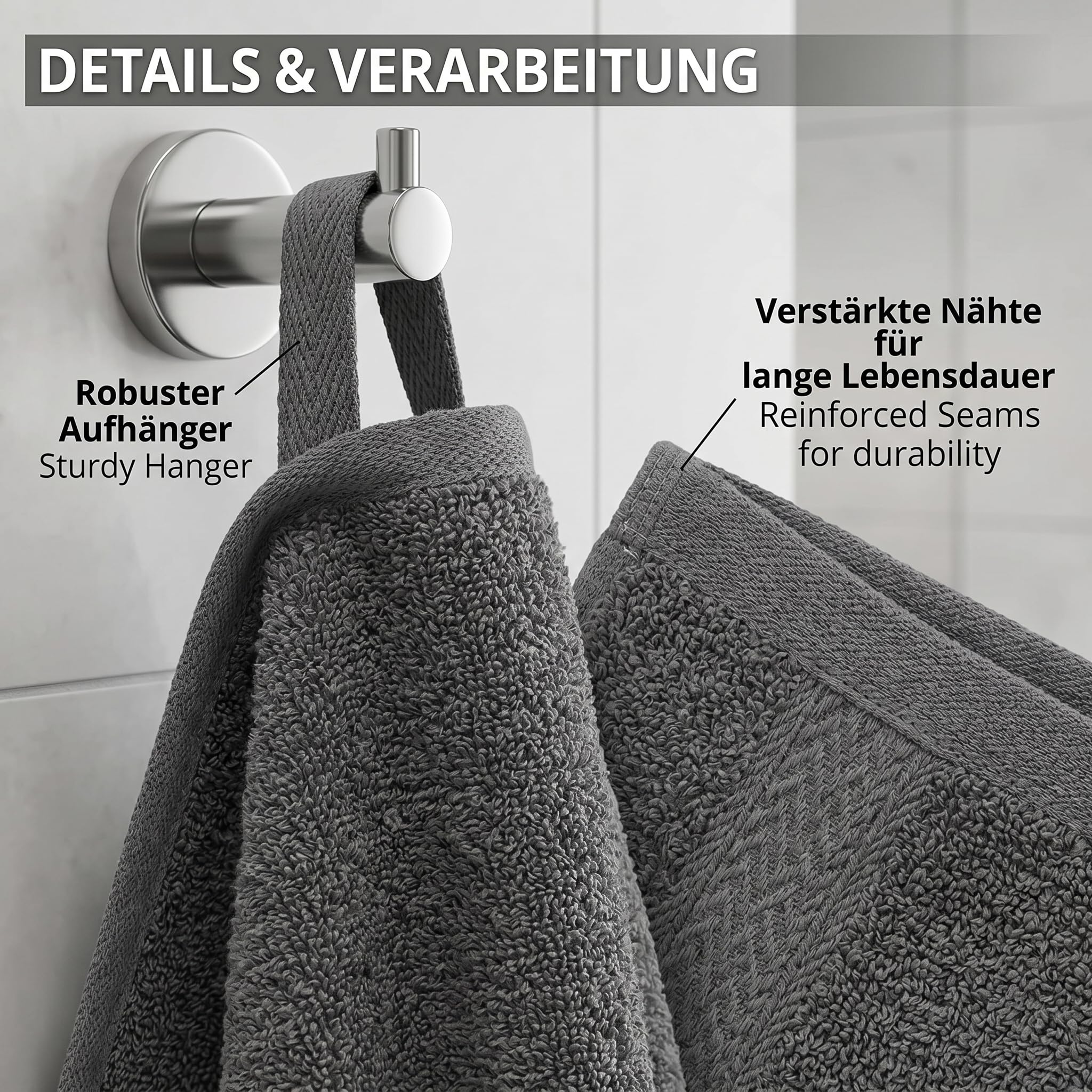 Betz Premium Classic Frottier Handtuch-Set 10-teilig - 2X Liegetücher - 4X Handtücher - 2X Gästetücher - 2X Seiftücher - anthrazit