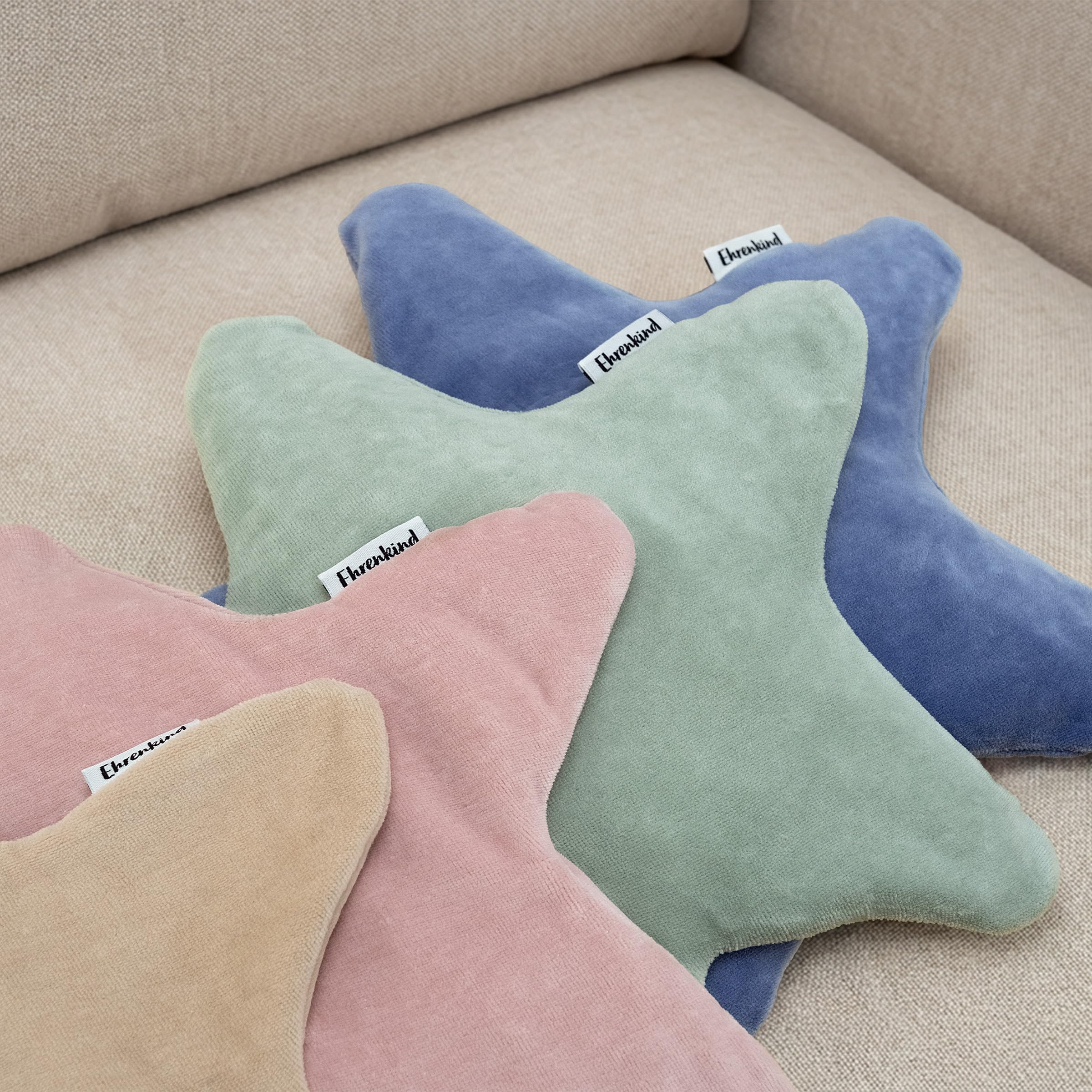Ehrenkind® Wärmekissen Stern aus 100% Bio-Baumwolle Nickistoff | Kirschkernkissen für Babys & Kinder | Natürliches Wärme- & Kühlkissen mit herausnehmbarem Inlett | Sternform Rosé | Made in Europe