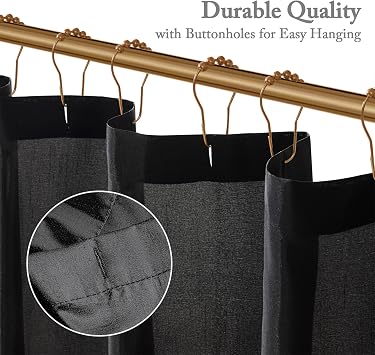 Madison Park Laurel Semi-Sheer Black Shower Curtain Lightweight Faux Silk Fabric, 72x72 in, Light Filtering, Modern Style Bathroom Curtain Textured Tufting Detail Modern Mid-Century Bathroom Decor