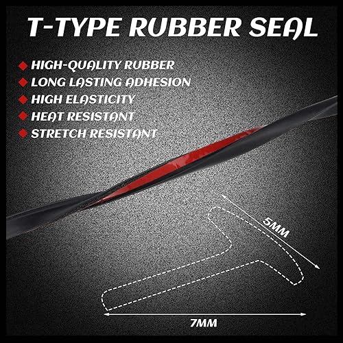 Miniatura 2 de Tira de sellado de goma autoadhesiva de 16.5 pies, tira de sellado de borde para parabrisas de automóvil, tira de sellado tipo T, insonorizada,