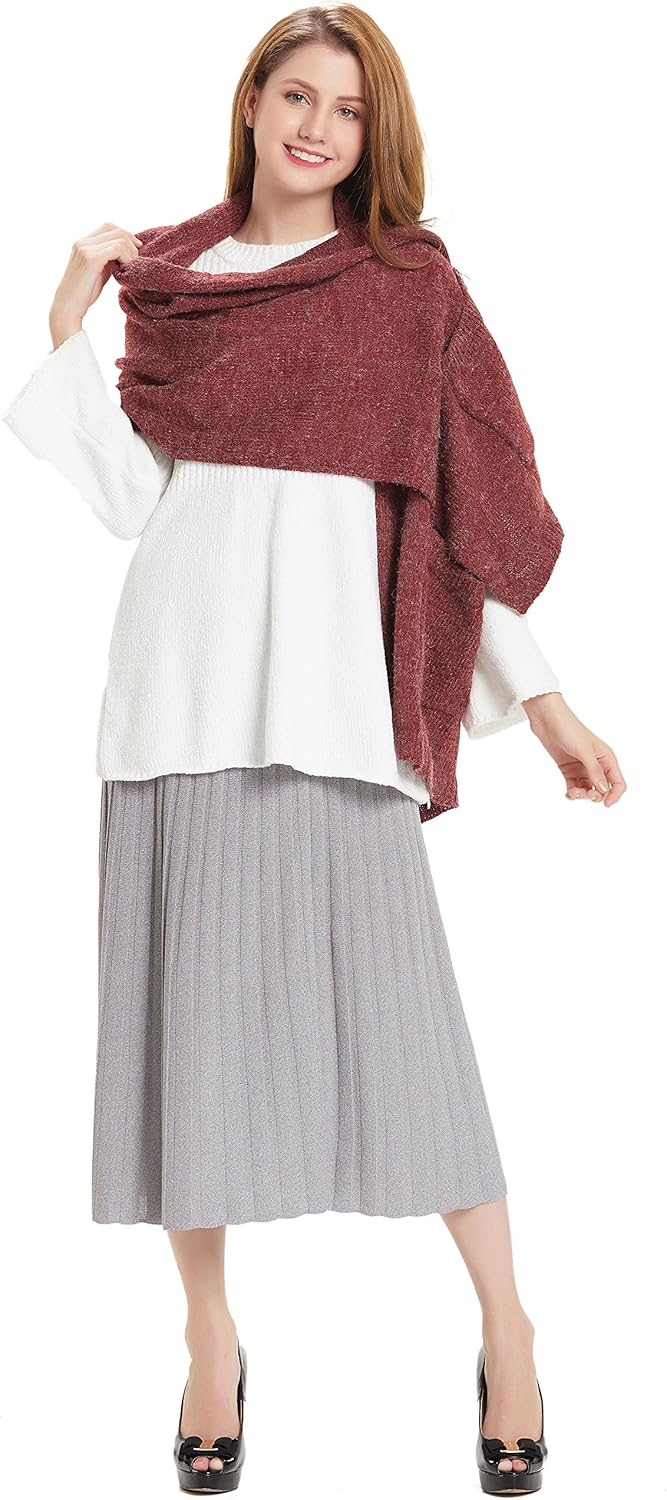 HANERDUN Women Warm Pashmina Shawl Wrap Winter Soft Cashmere Scarf with Pockets - Image 3