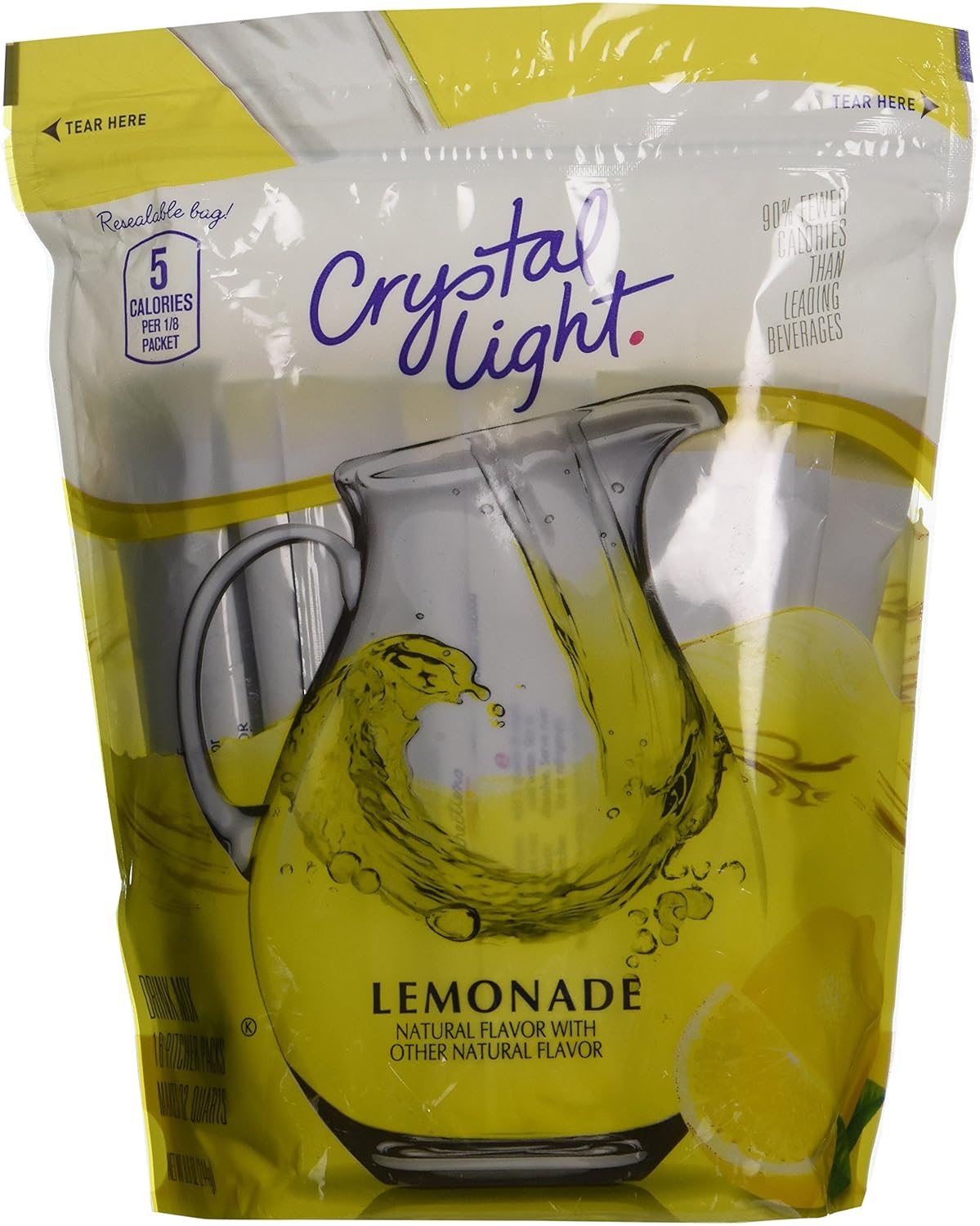 Crystal Light Lemonade 16 Pitcher Packs 8.6 Ounce Powdered Soft Drink Mixes