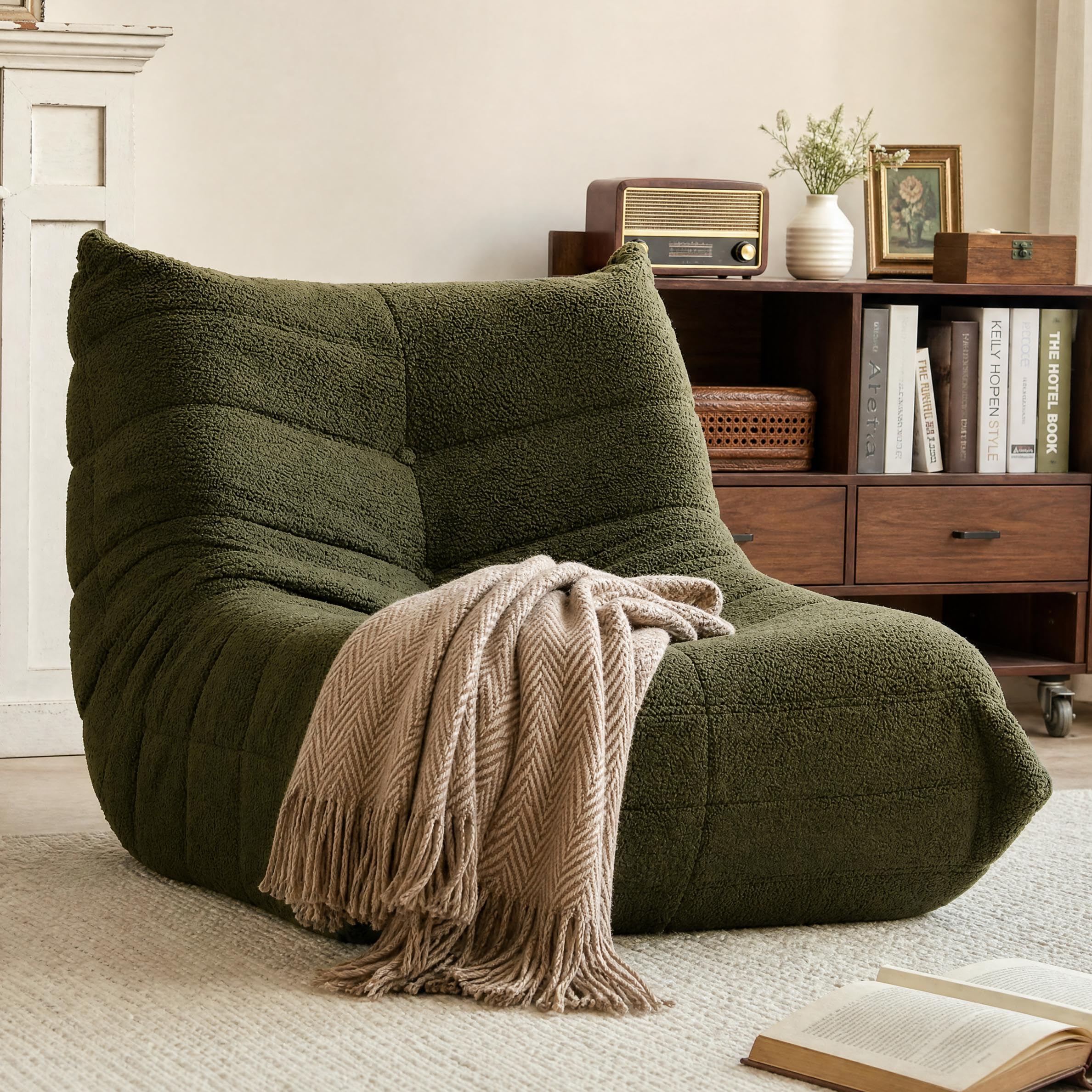 Gazecaia Oversized Teddy Bean Bag Chair, Memory Foam Fireside Lounge