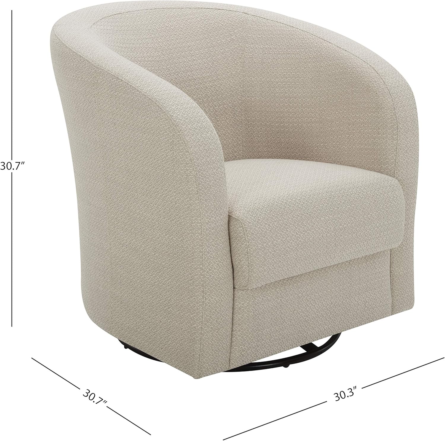  Brand – Rivet Rione Modern Upholstered Swivel Chair with Rounded Back, 30.3"W, Stucco : Home & Kitchen