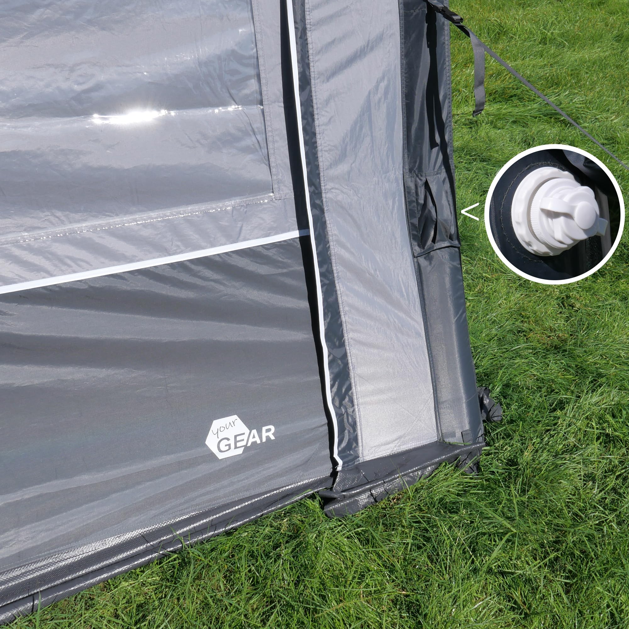 your GEAR Porto Air - Tenda gonfiabile, 340 x 250 cm, tenda parasole da viaggio, tenda per roulotte