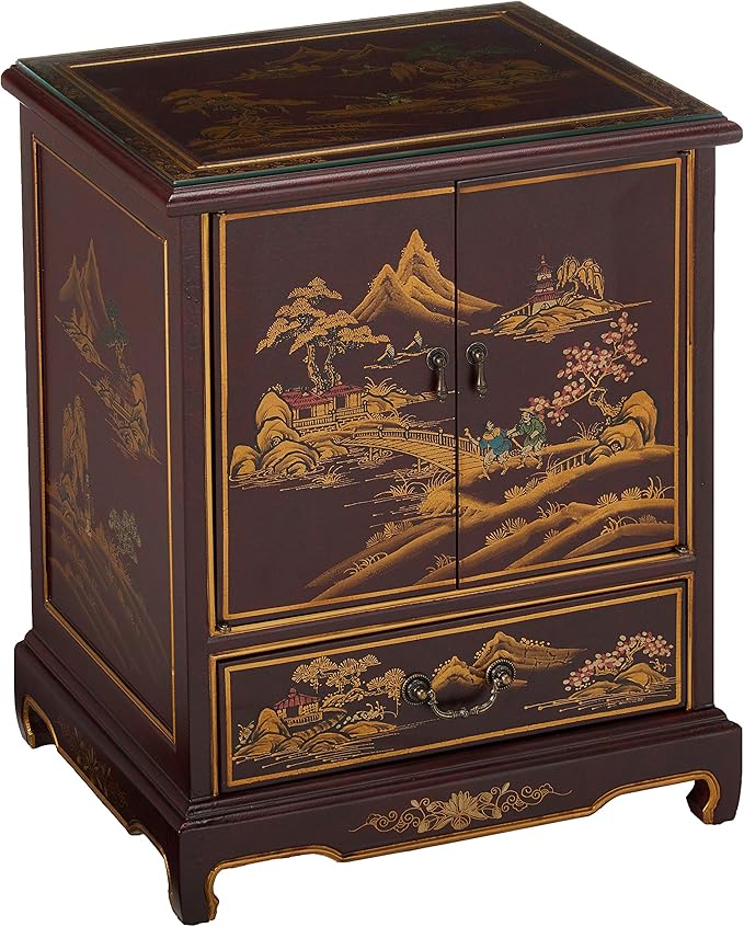 Red Lantern Hand Crafted Artisanal Japanese End Table