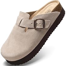 Platform Clogs for Women Suede Clogs Potato Shoes with Adjustable Buckle