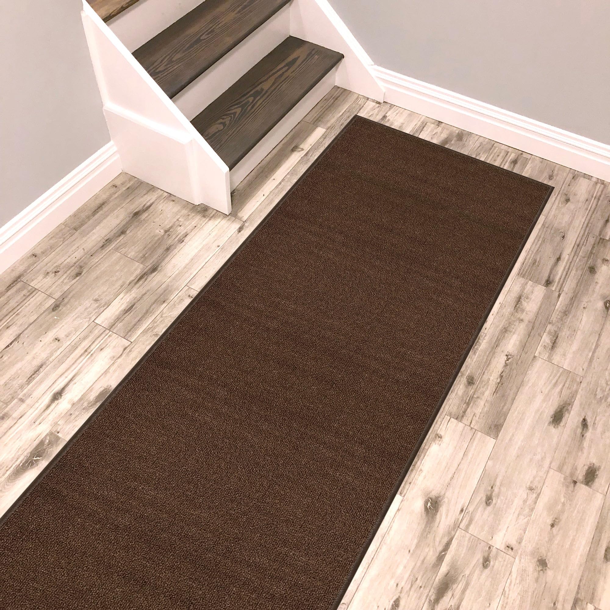 Kapaqua Brown Solid Colored Runner Rug Non Slip Rubber Grip Bottom Pet Friendly Kitchen Hallway Carpet Runner 2x4